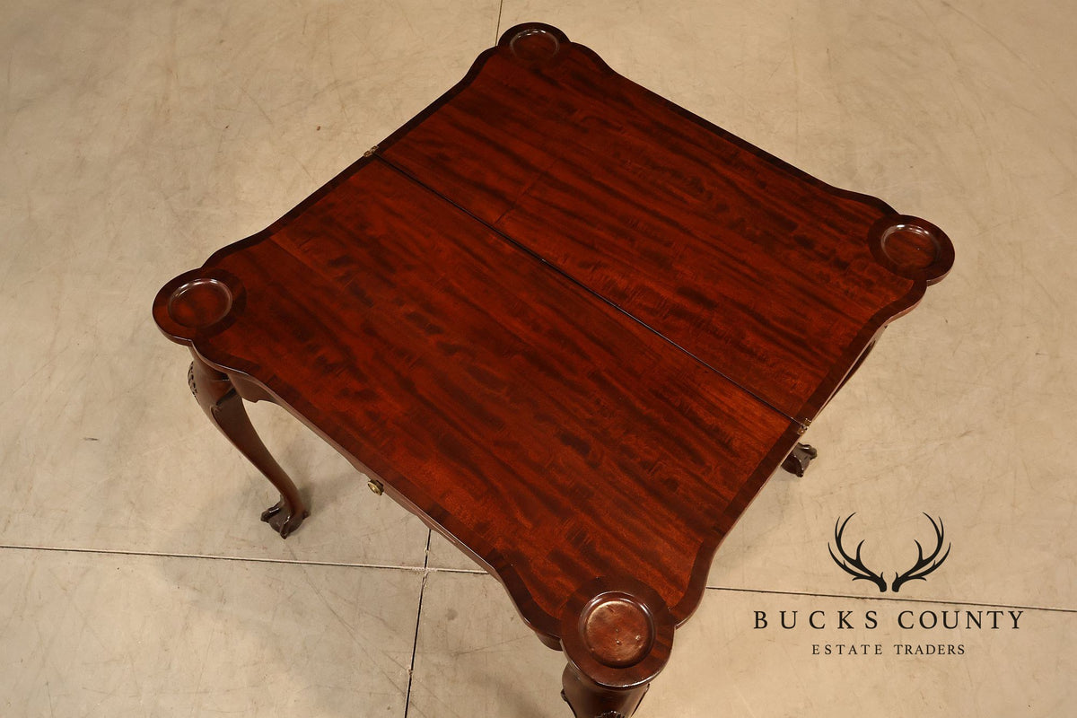 Chippendale Style Mahogany Pair Of Flip-Top Ball And Claw Game Tables