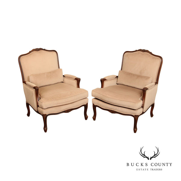 Ethan Allen French Louis XV Style Pair Of Bergere Lounge Chairs