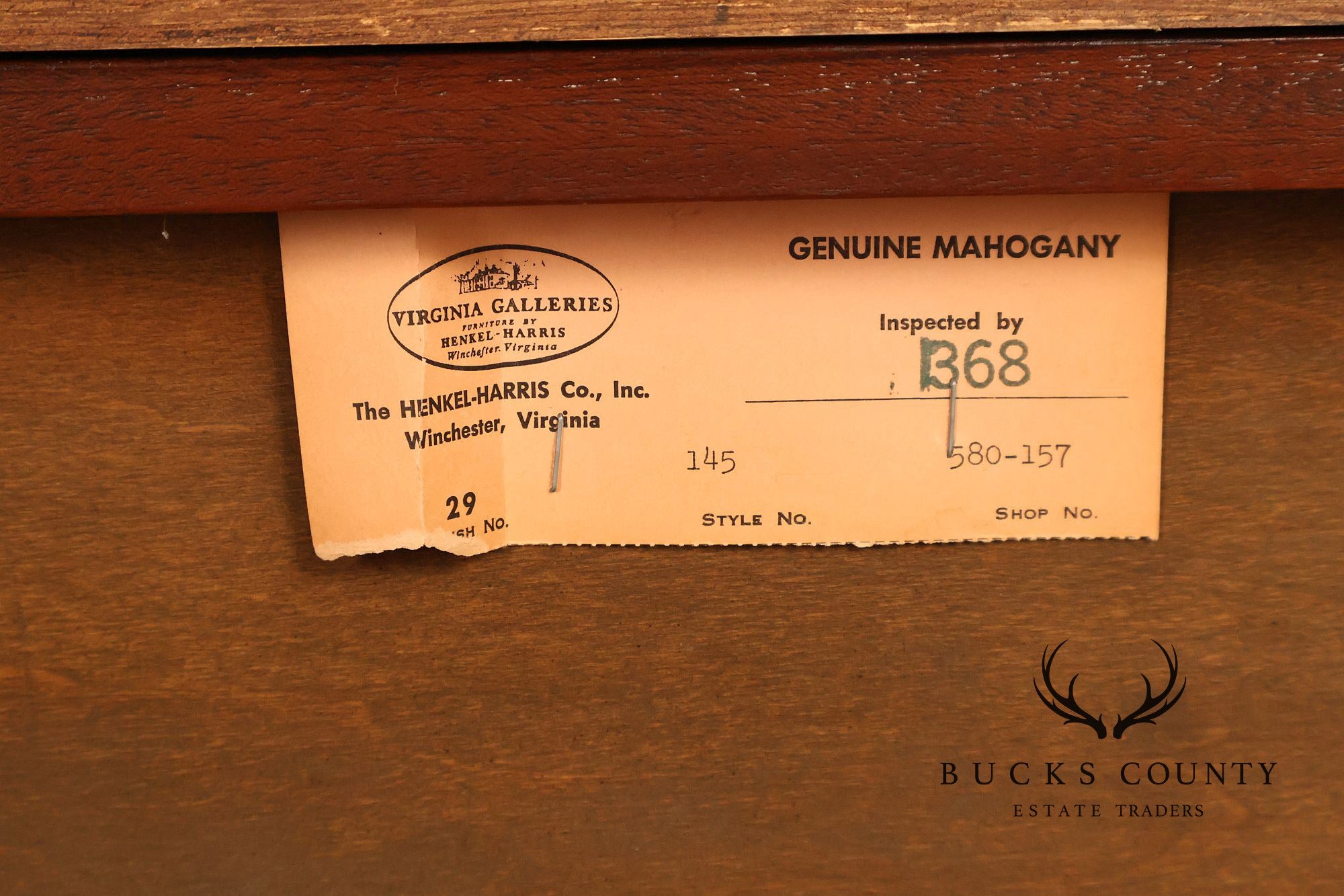 Henkel Harris Virginia Galleries Genuine Mahogany Highboy Chest