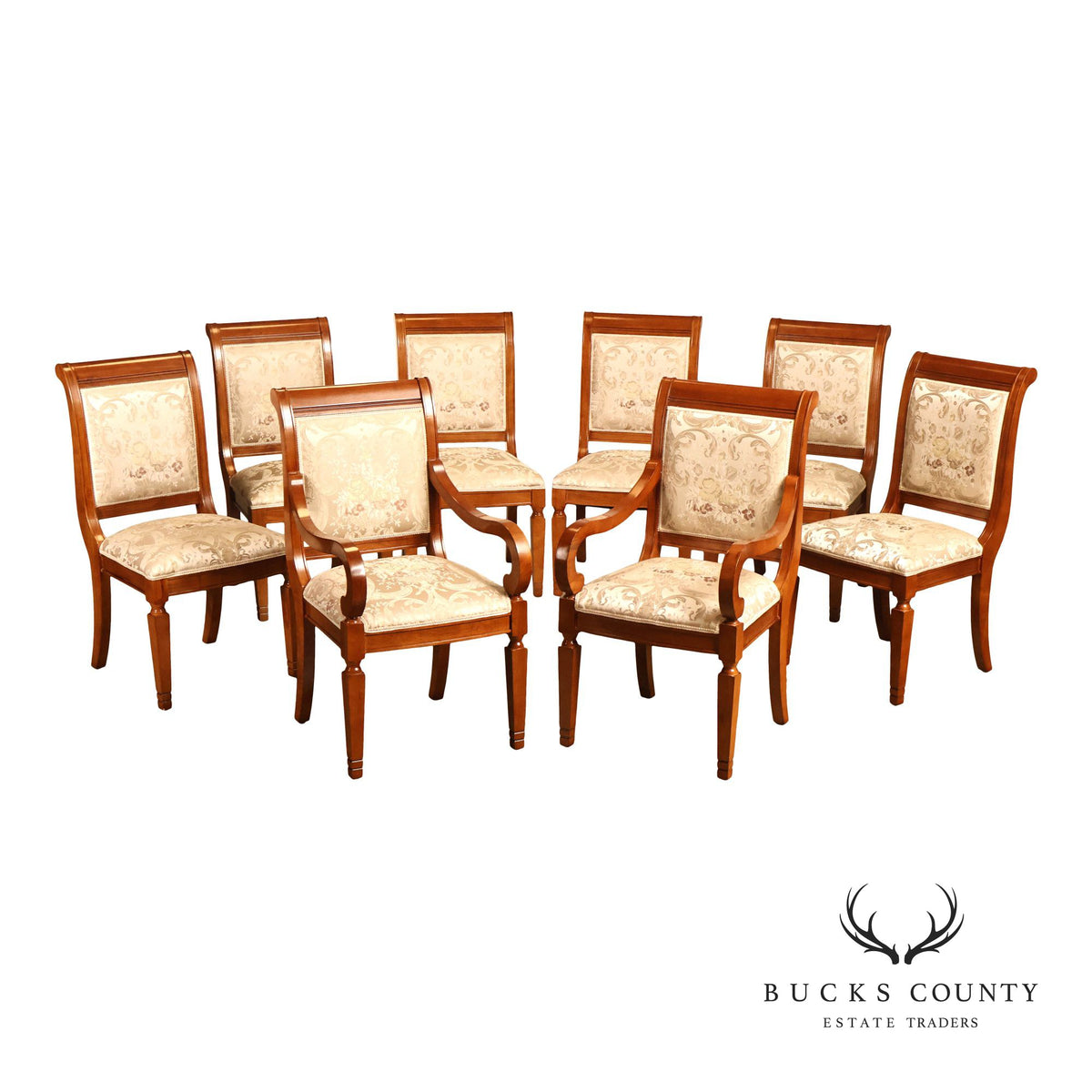Empire Style Set Of Eight Upholstered Dining Chairs