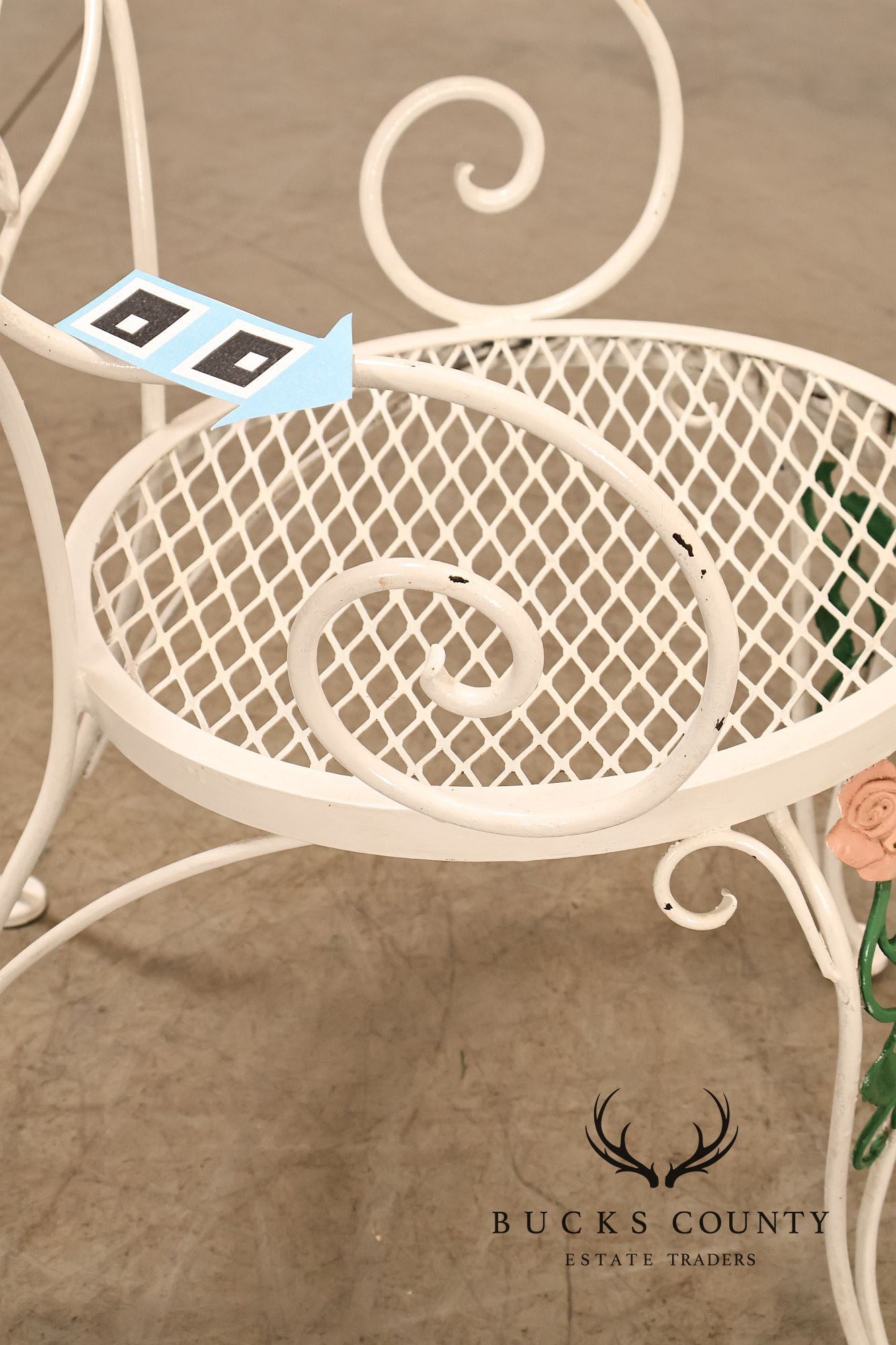 Woodard 'Chantilly Rose' Set of Four Wrought Iron Patio Dining Chairs