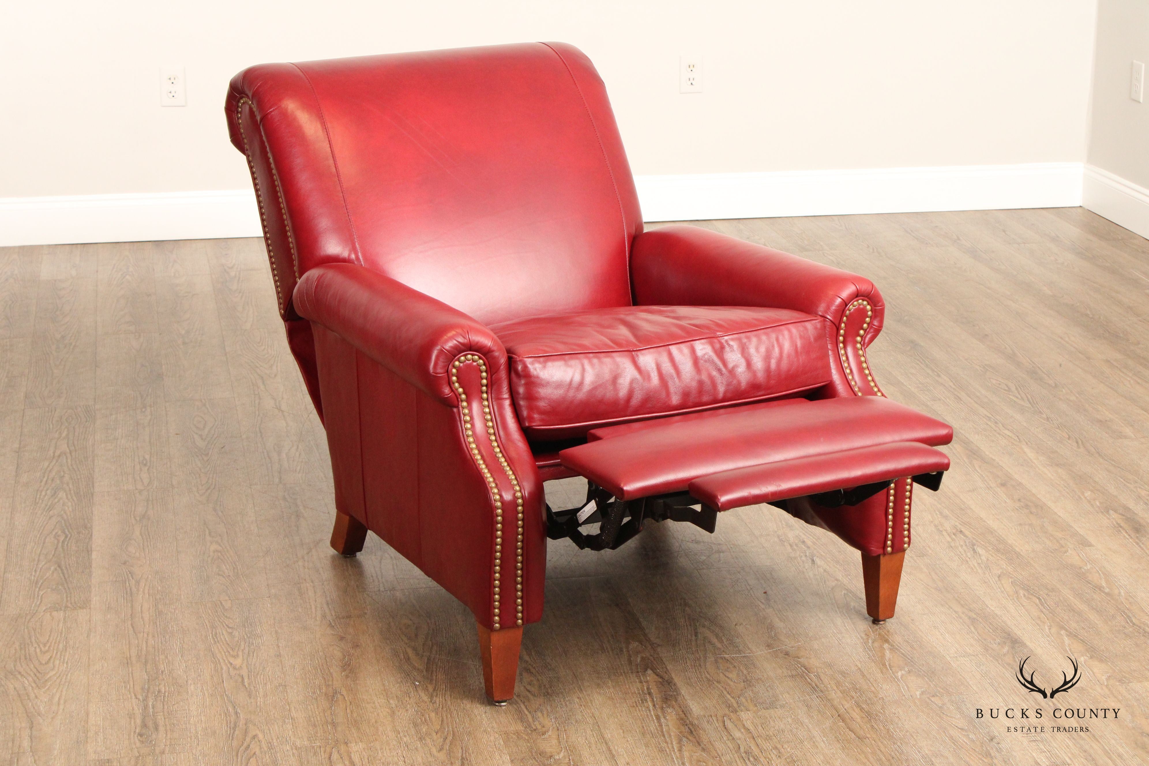 Stickley Craftsman Traditional Red Leather Recliner