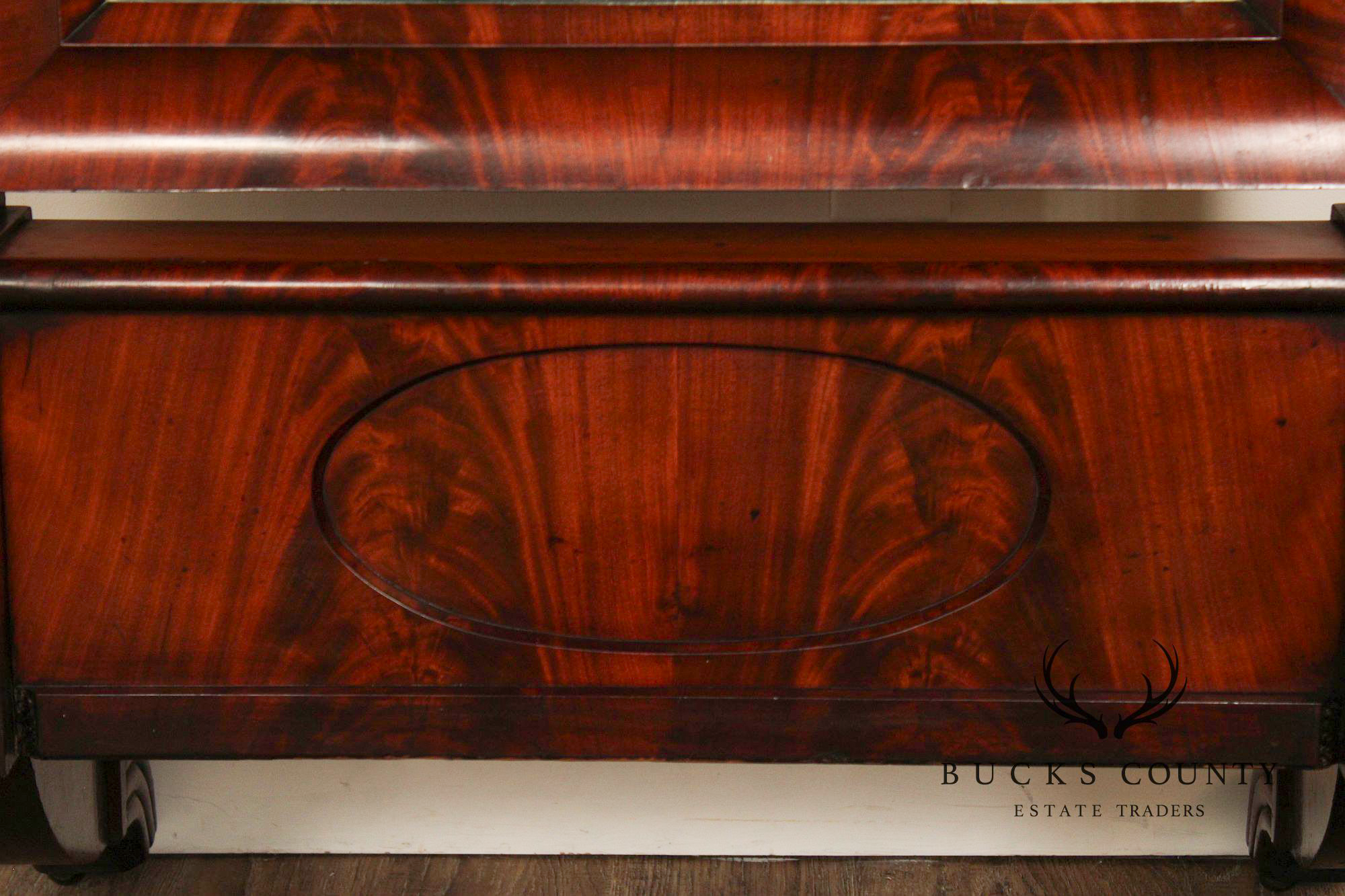 Antique French Empire Mahogany Cheval Mirror