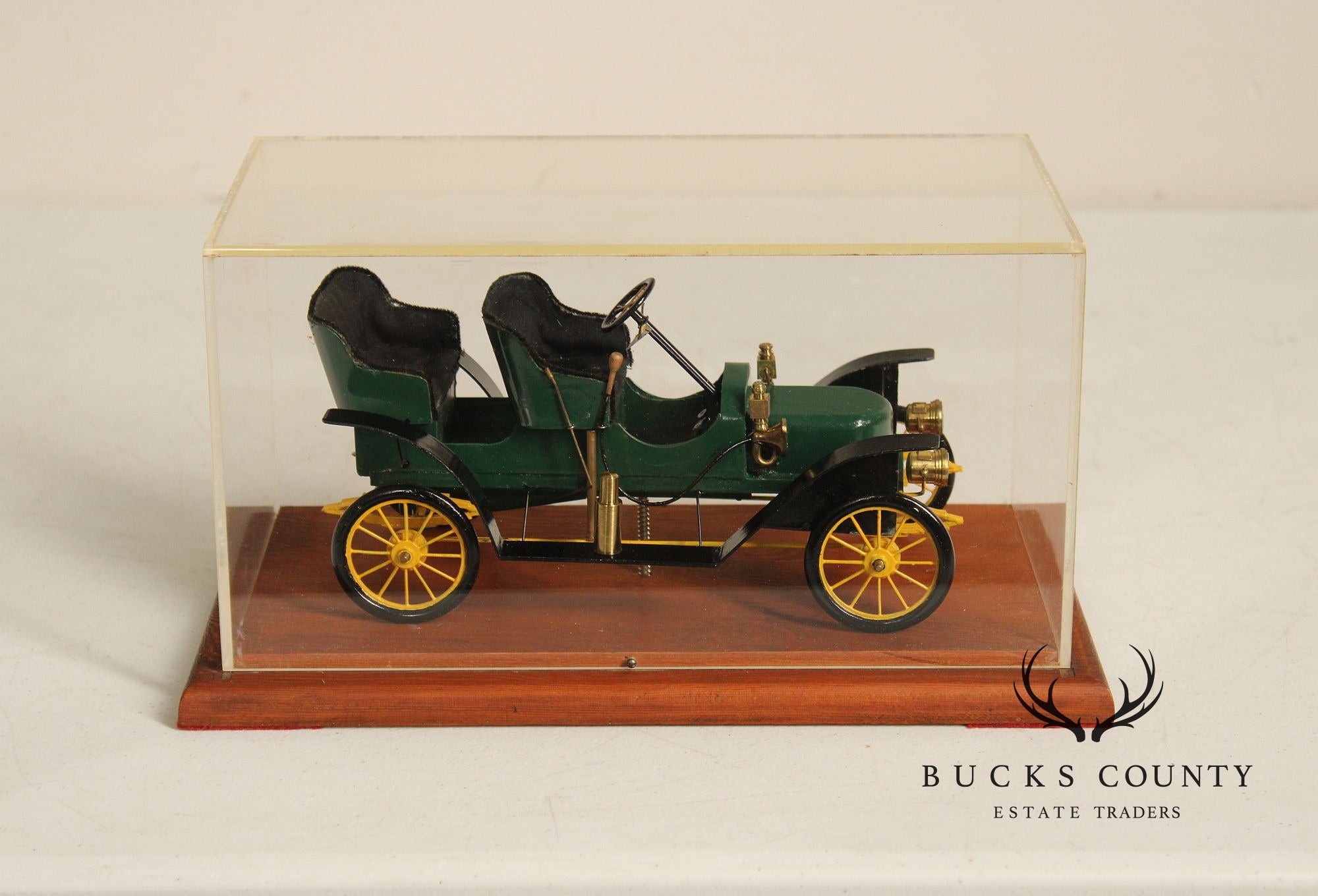 Philip Jacoby Carved Wood Stanley Steamer Automobile in Display Case