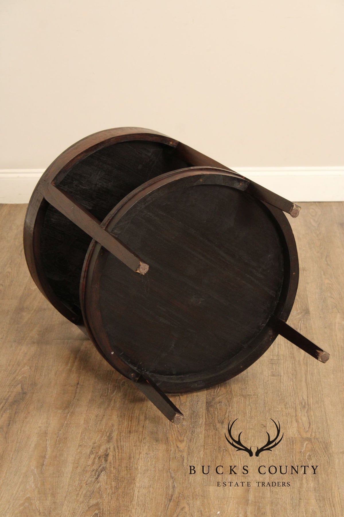 Rustic Round Two-Tier Hardwood Side Table