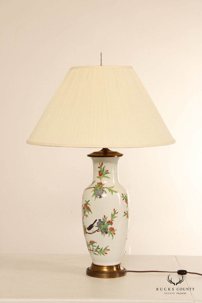 Japanese Pair of Hand Painted Porcelain Table Lamps