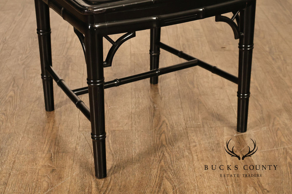 Chinese Chippendale Style Set of Four Faux Bamboo Dining Chairs