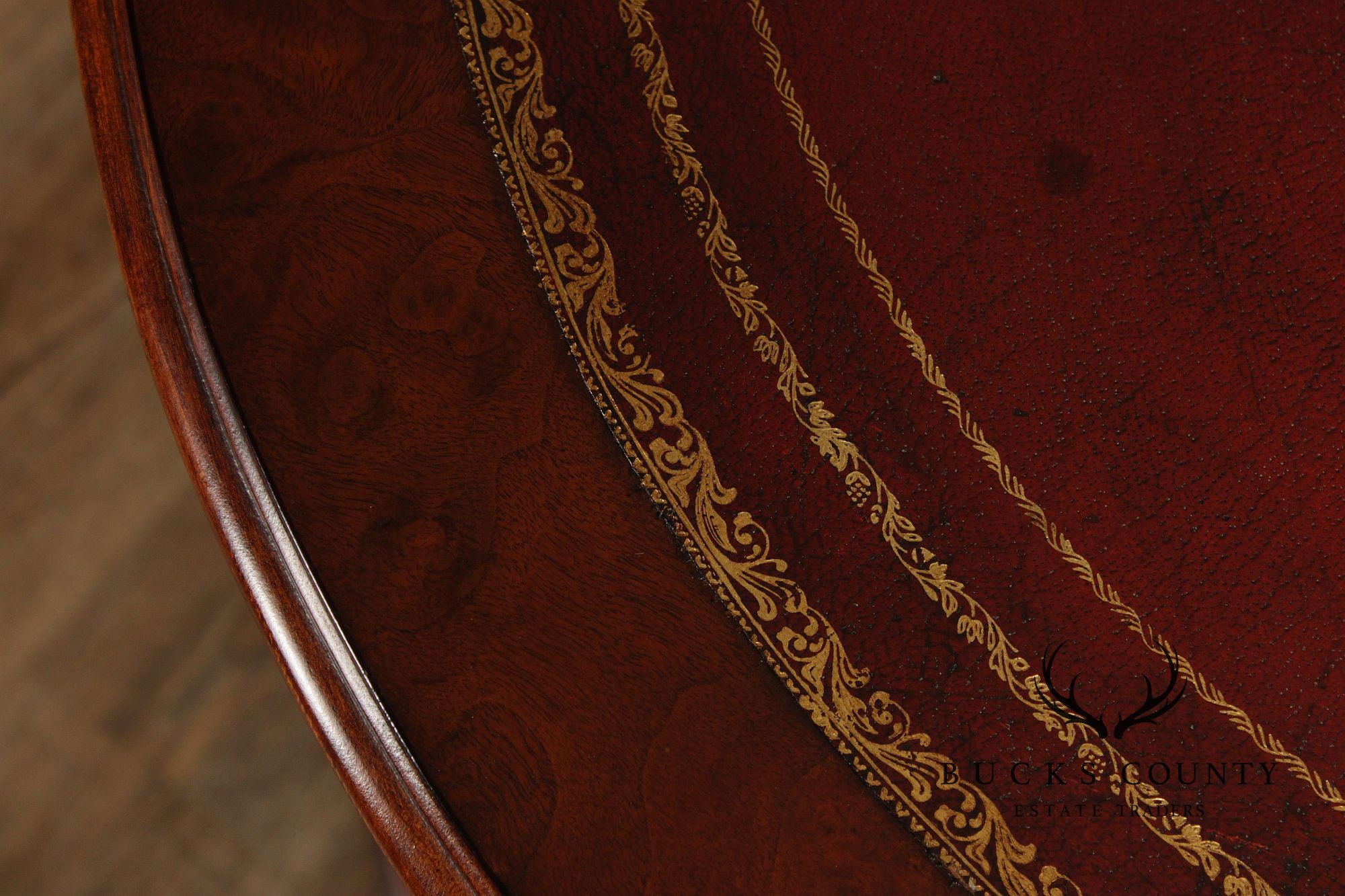 Regency Style Leather Top Walnut Kidney Executive Desk
