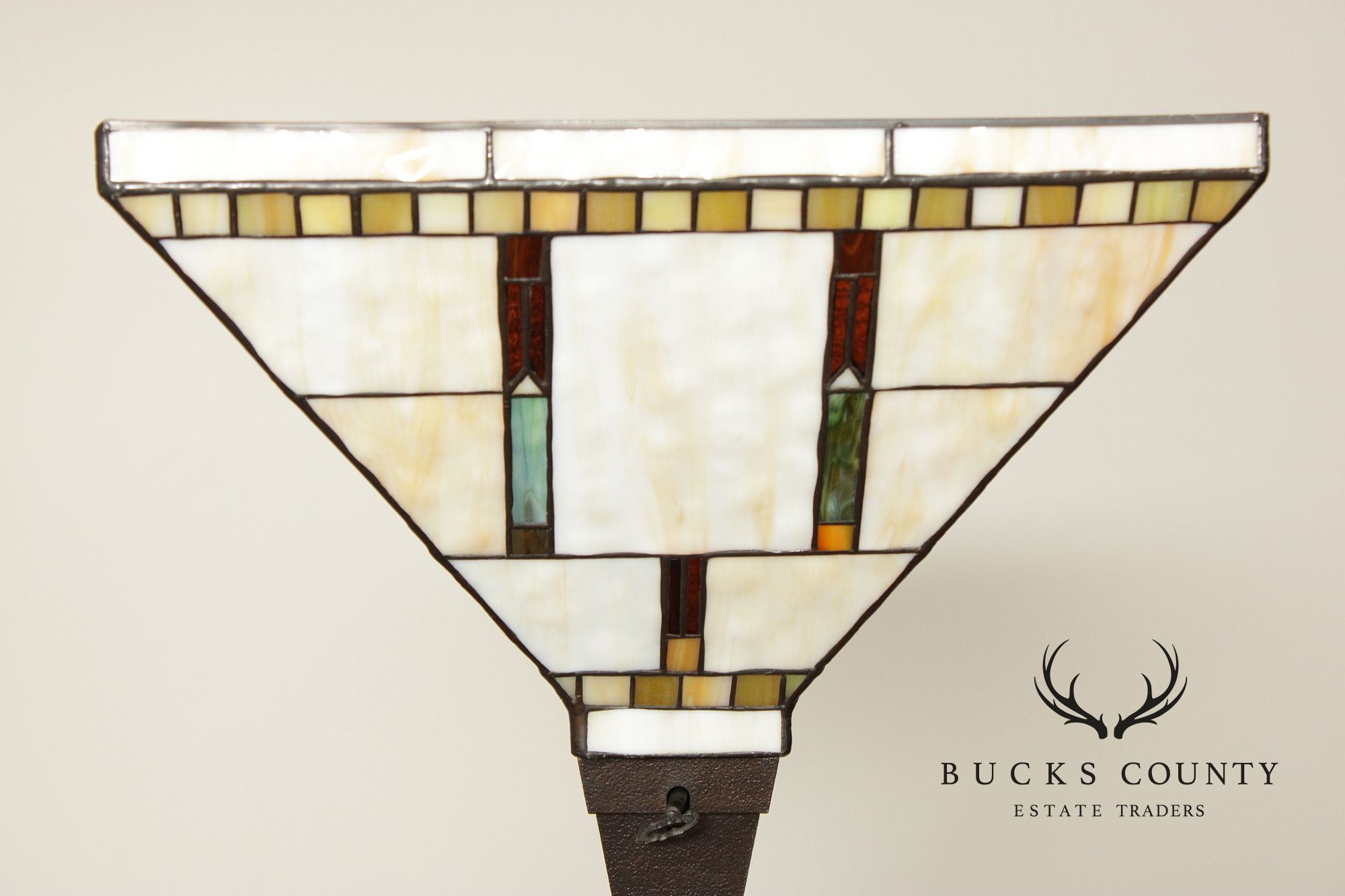 Mission Style Pair of Stained Glass Floor Lamps