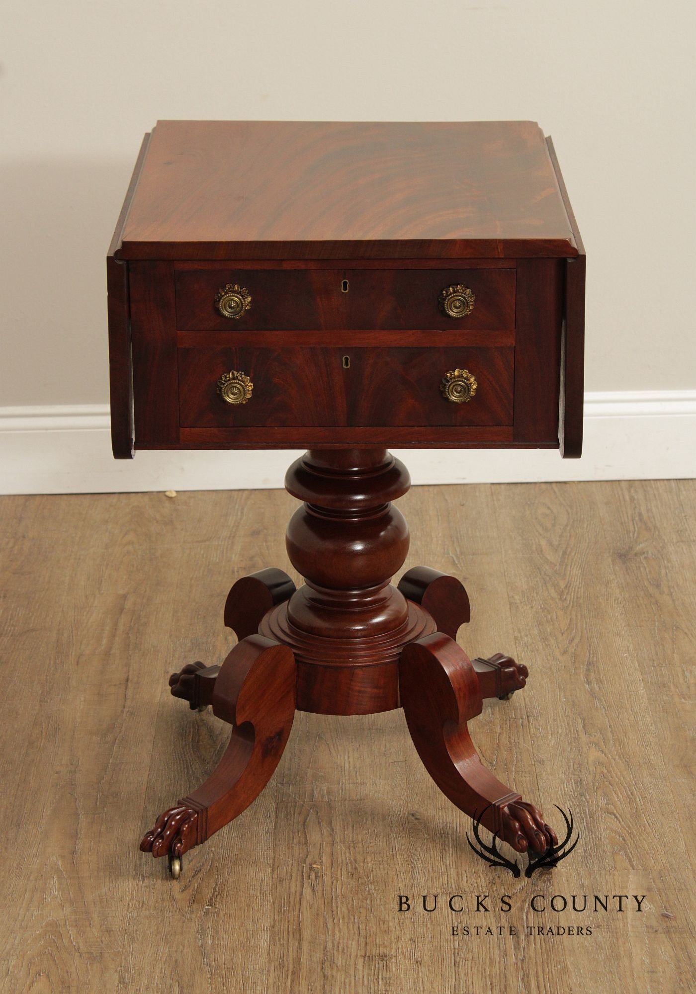 Antique American Empire Mahogany Dropleaf Side Table