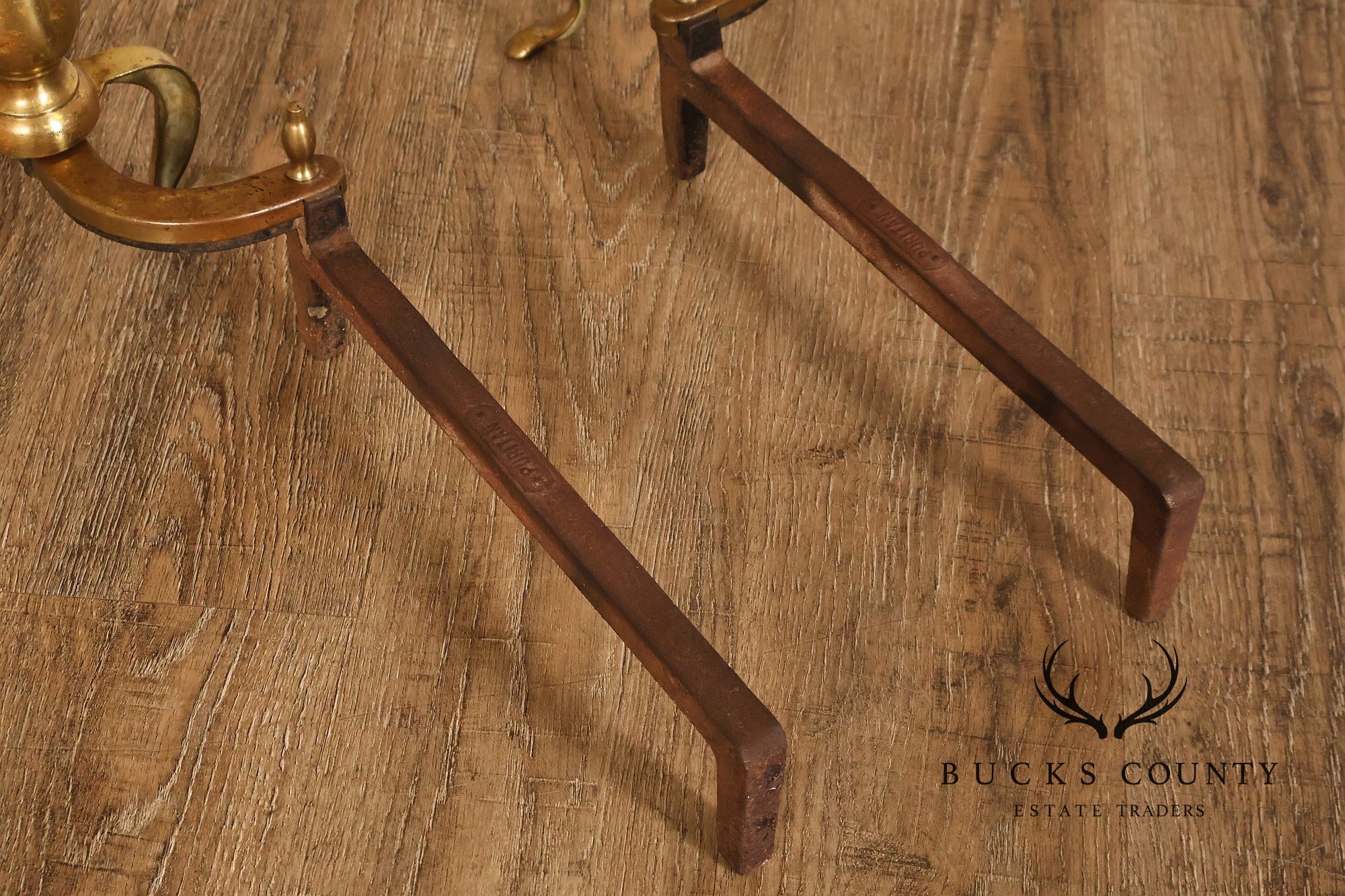 Puritan Federal Style Pair of Brass Andirons