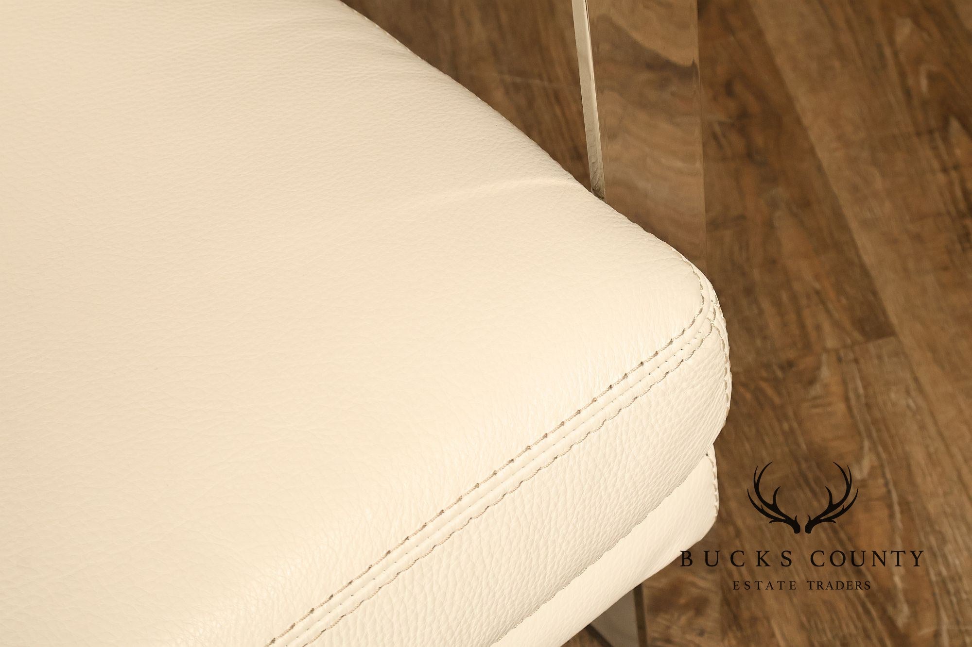 Modern Style Chrome and Leather Lounge Chair