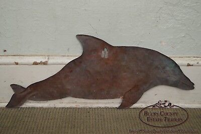 Hammered Copper Weathered Dolphin Wall Sculpture