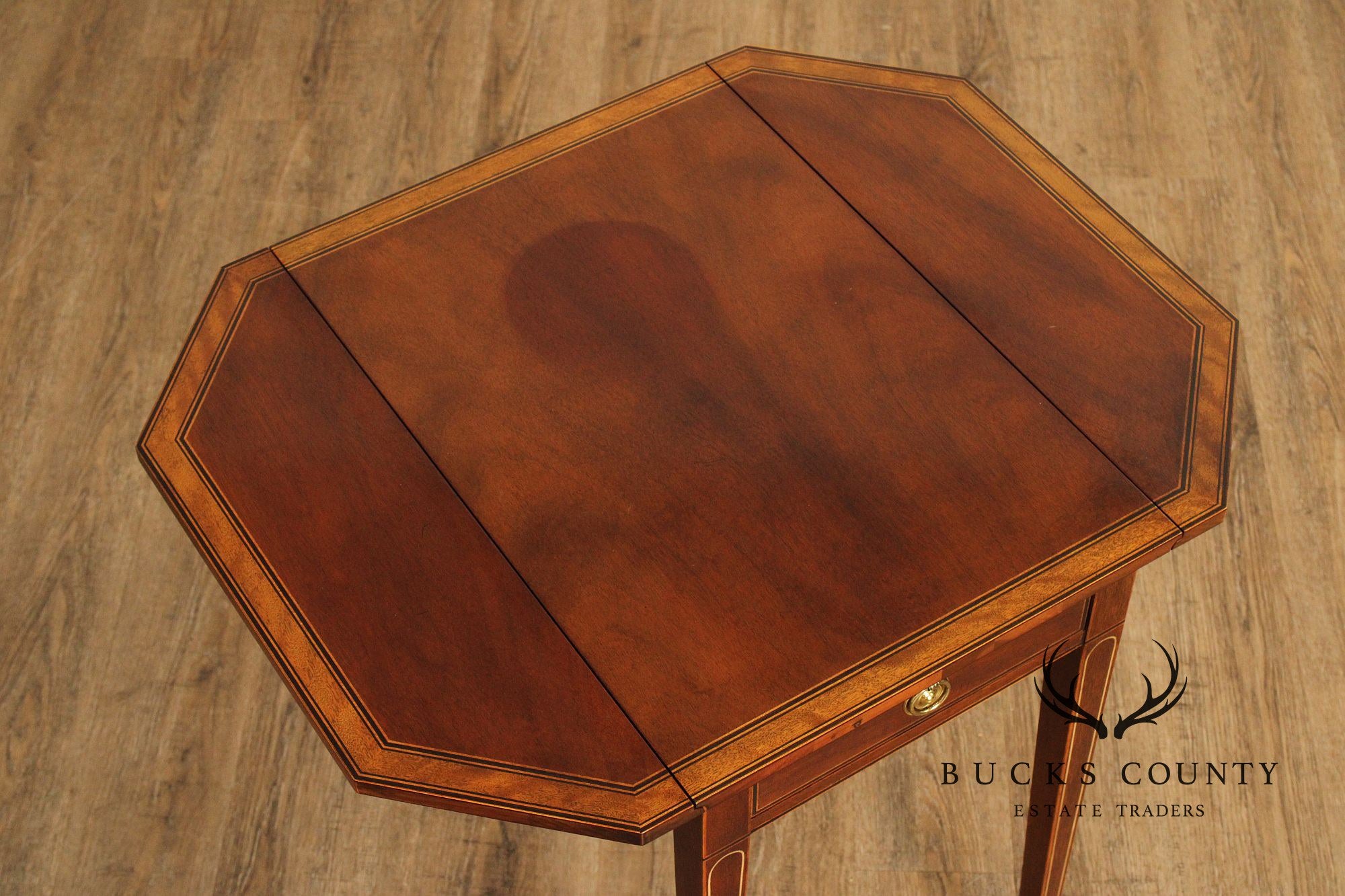 Baker Federal Style Inlaid Mahogany Drop-Leaf Pembroke Table