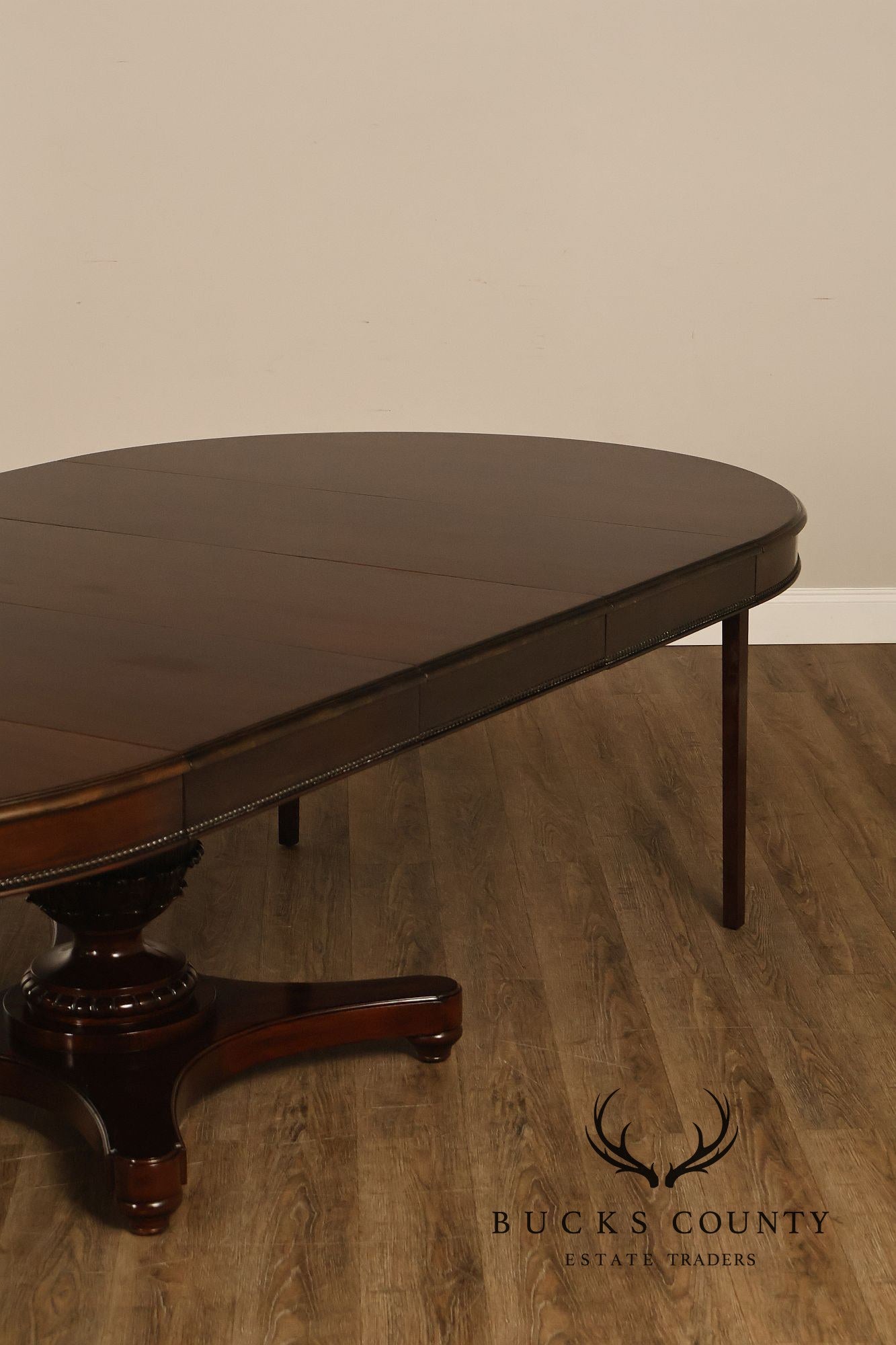 Empire Style 54" Round Mahogany Expandable Pedestal Dining Table