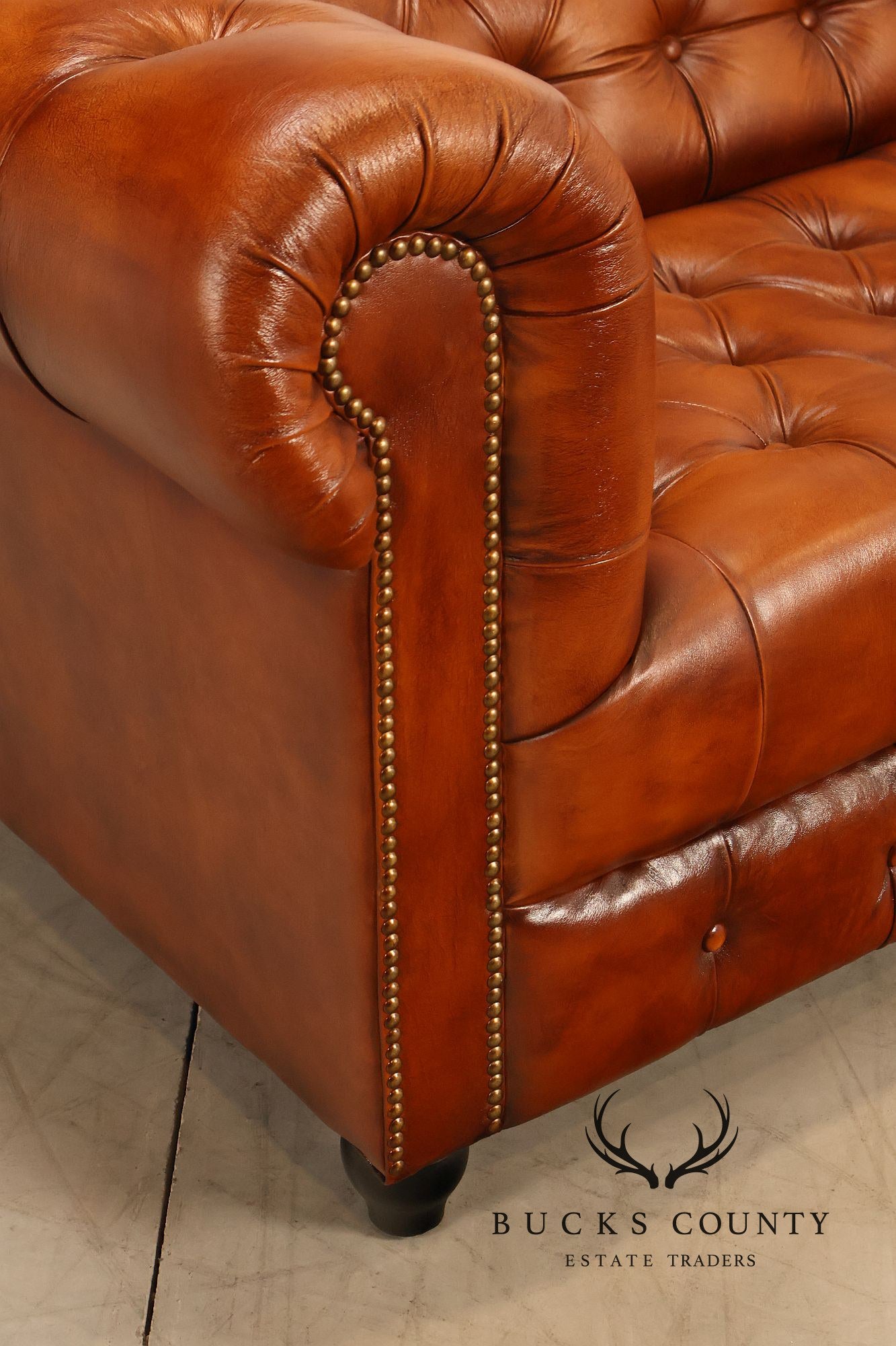Chesterfield Style Brown Leather Sofa