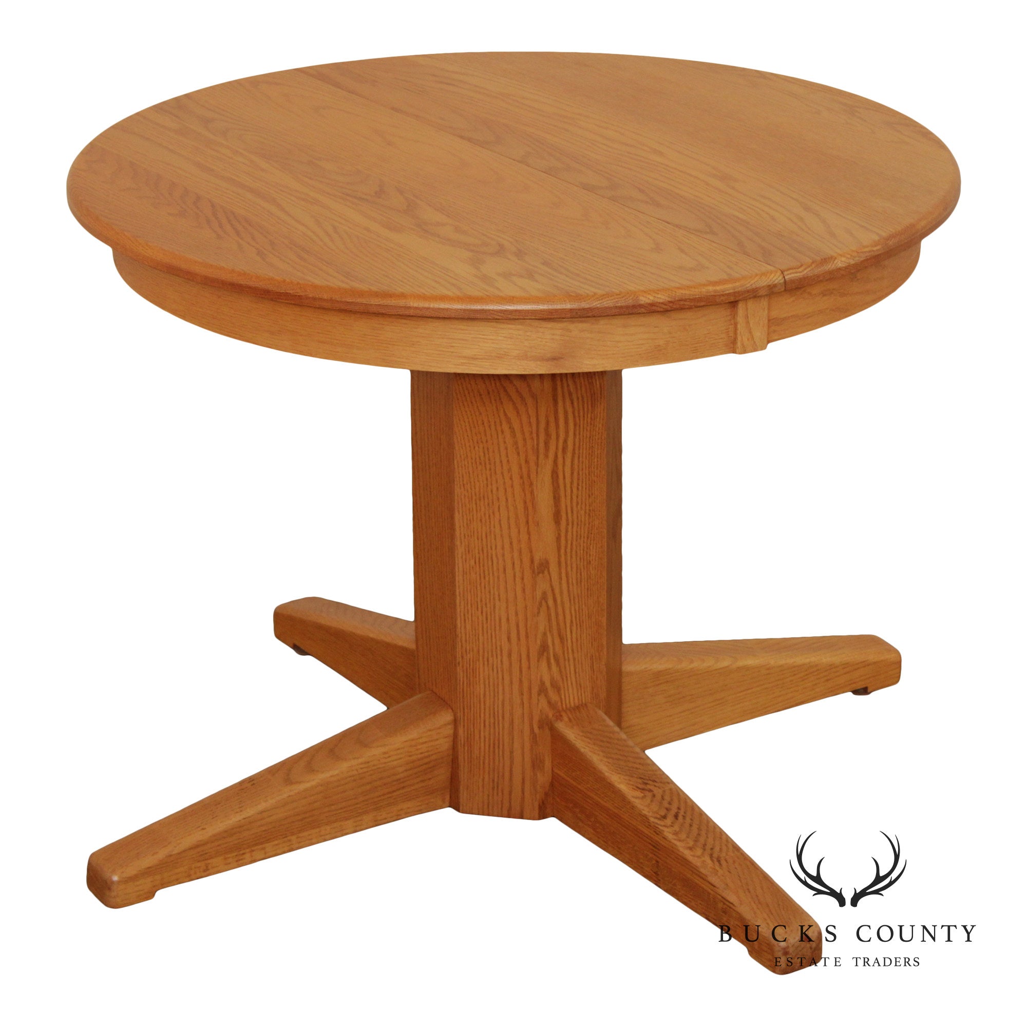 Solid Oak Round Expandable Pedestal Dining Table