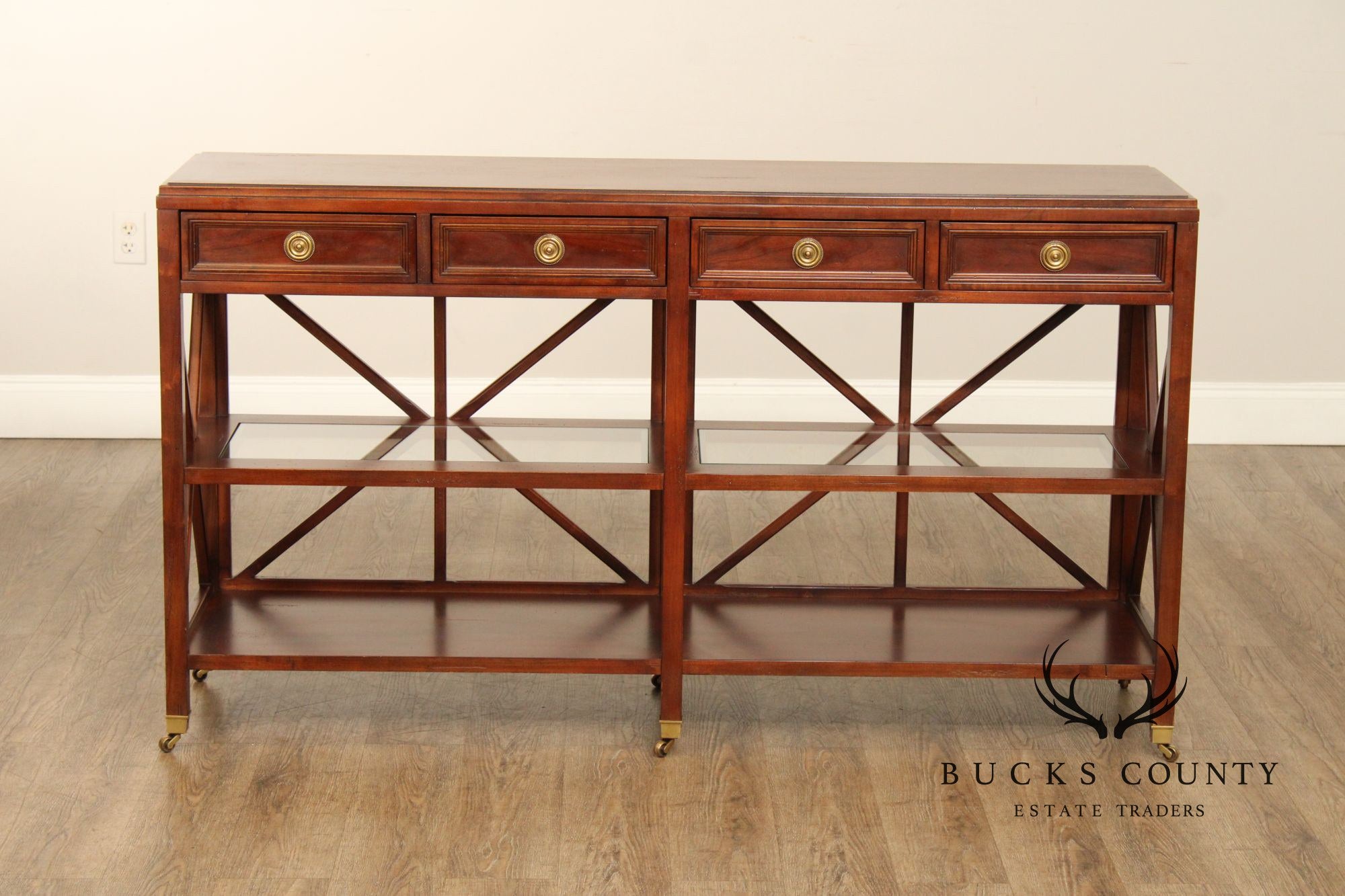 Hickory White Regency Style Console Table