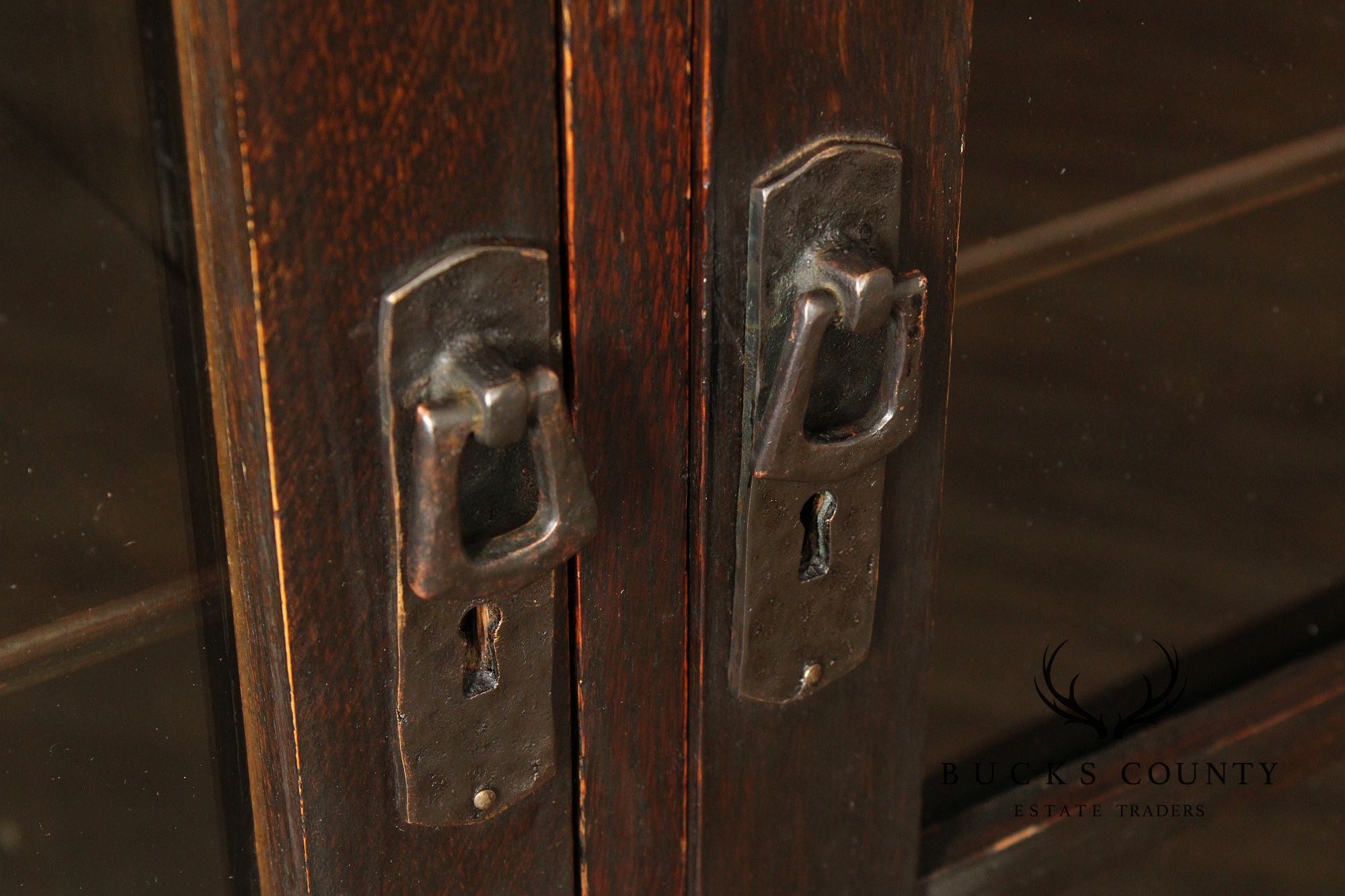 Antique Mission Oak Glass Door Bookcase