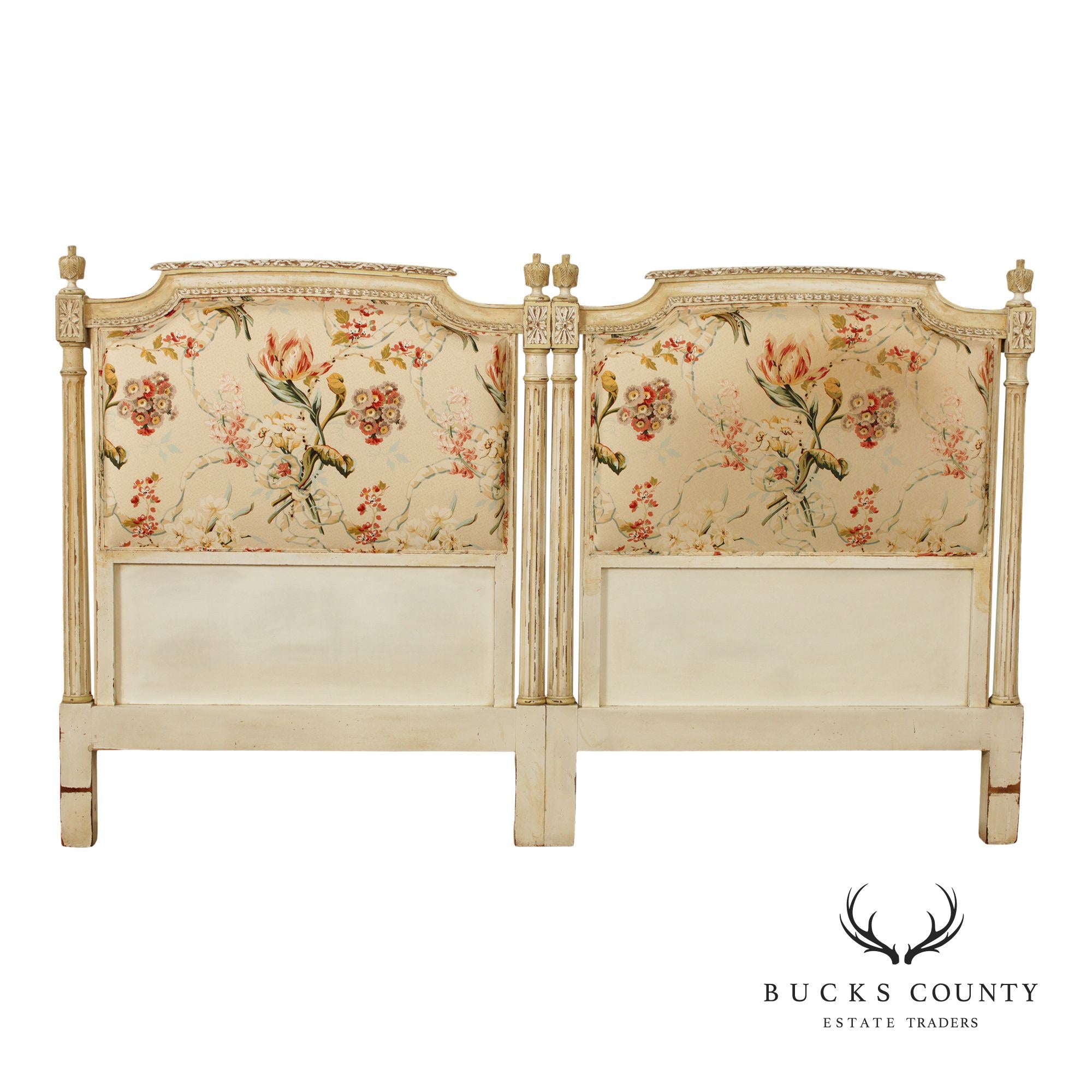 French Louis XVI Style Upholstered King Headboard