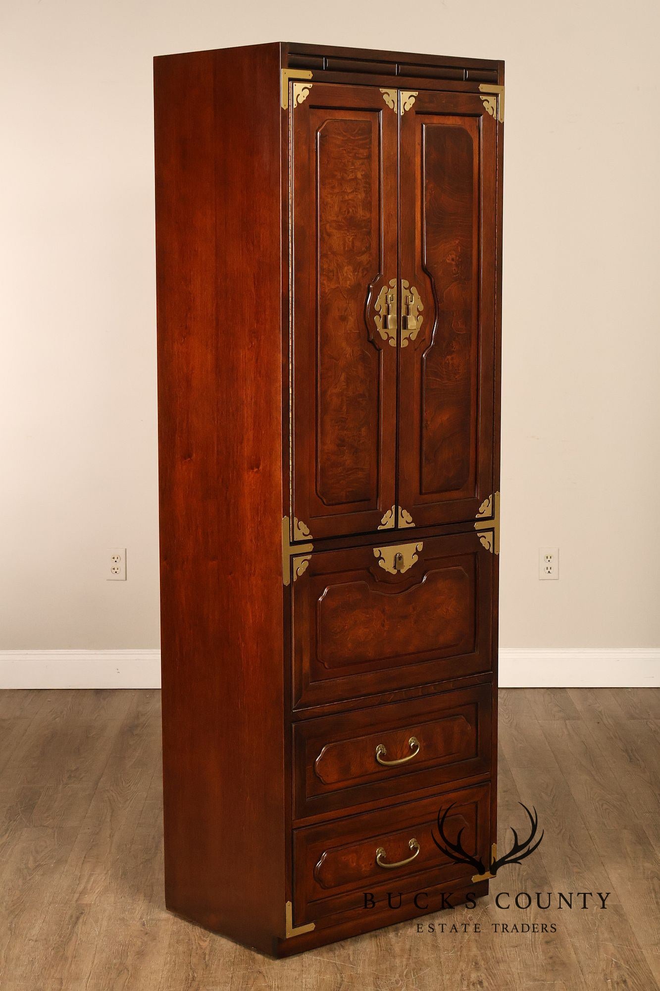 Bernhardt Pair Of Asian Campaign Style Linen Cabinets