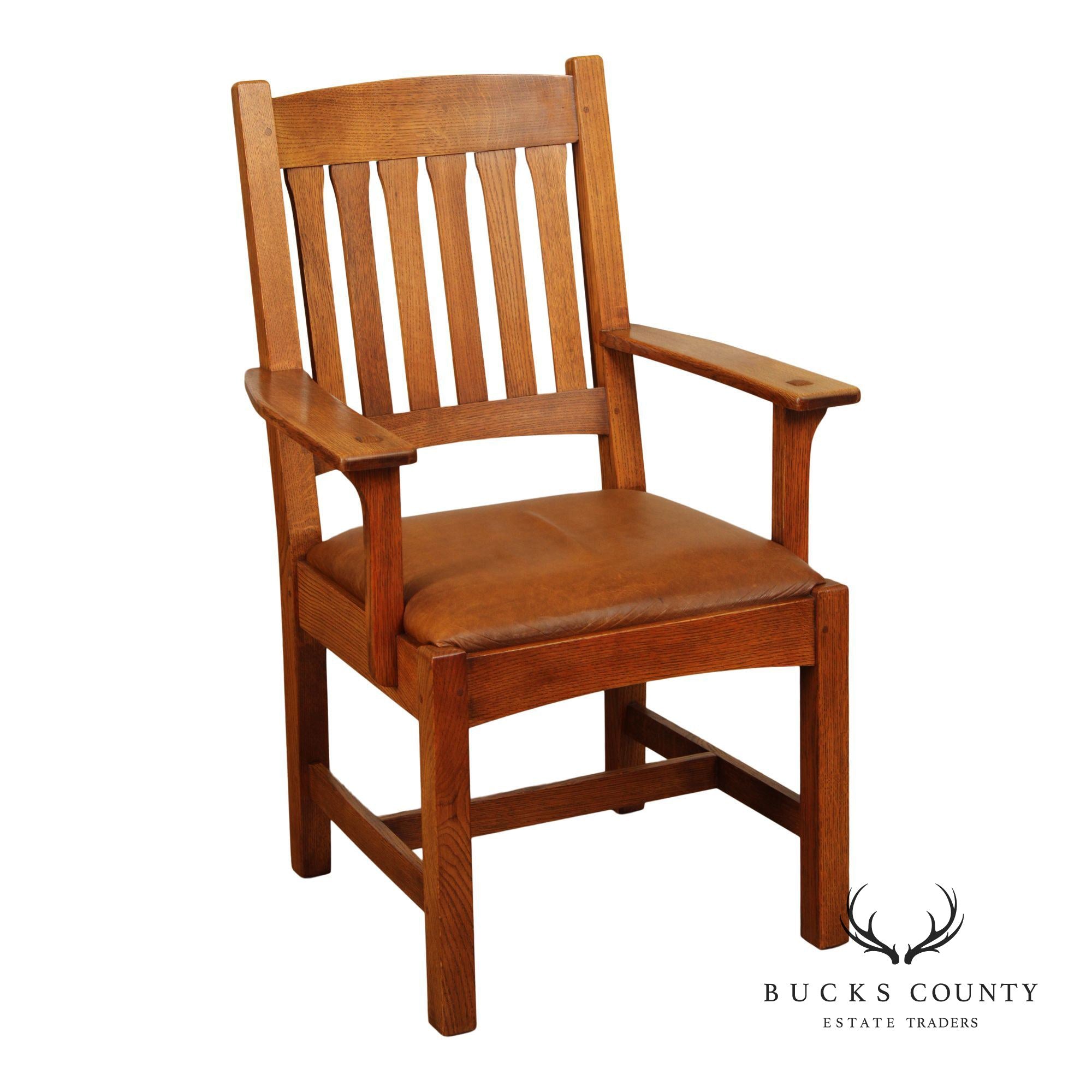 Stickley Mission Collection Cottage Oak and Leather Dining Chair