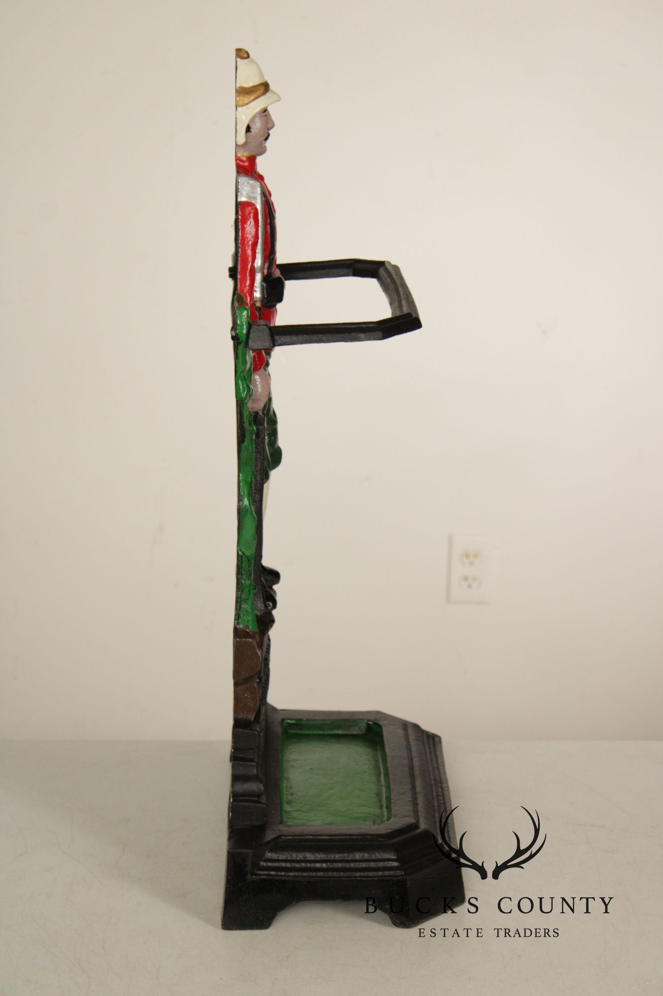 Vintage 'The Man in Khaki' Cast Iron Umbrella Stand