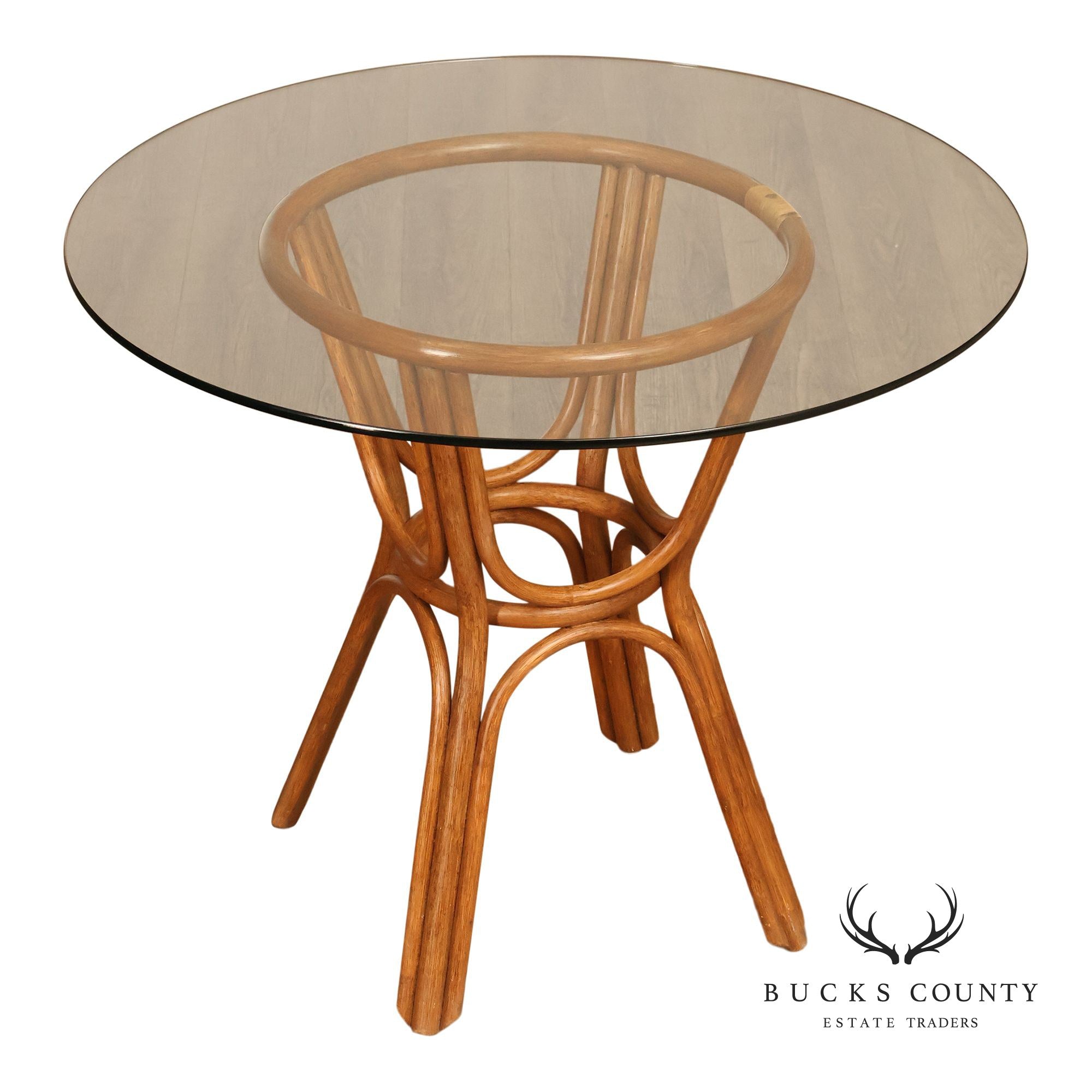 Boho Chic Round Glass Top Rattan Bistro Table