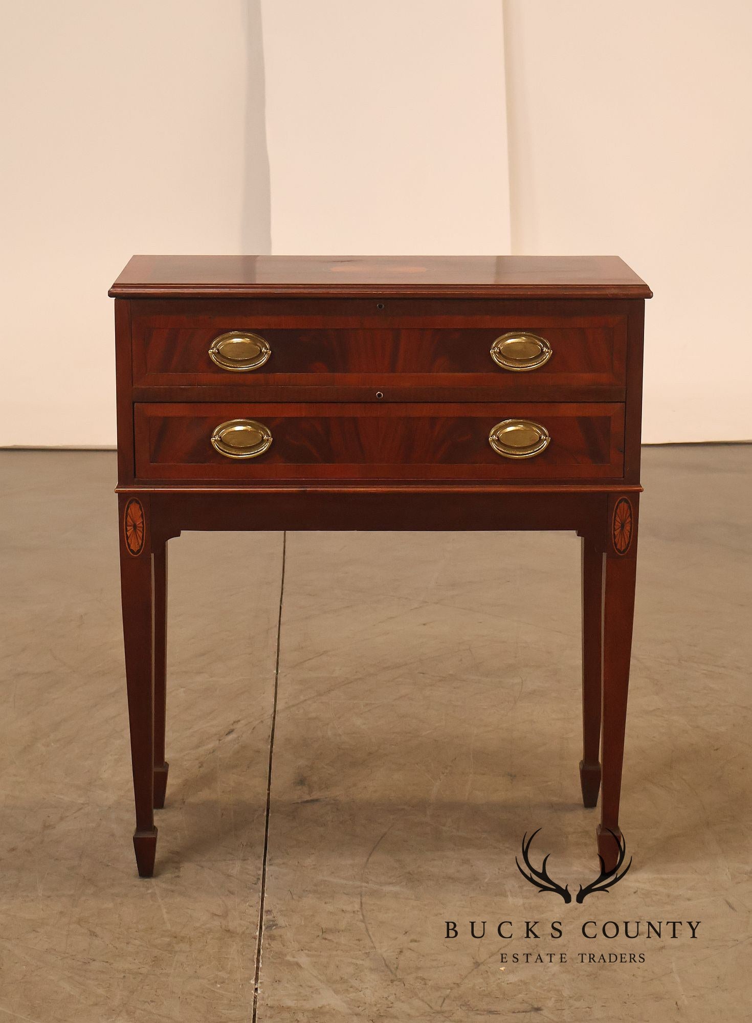 Hekman Federal Style Mahogany Inlaid Silver Chest