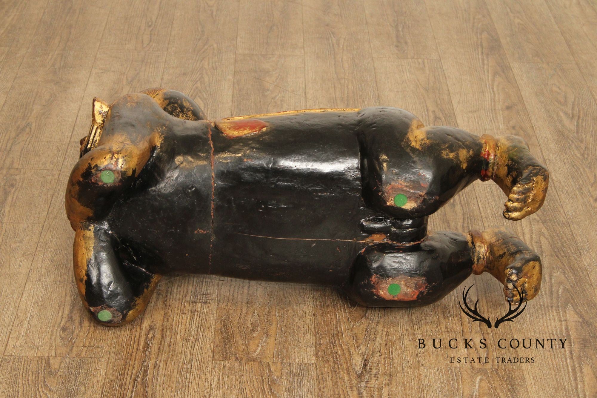 Vintage Thai Giltwood Temple Figure Stool