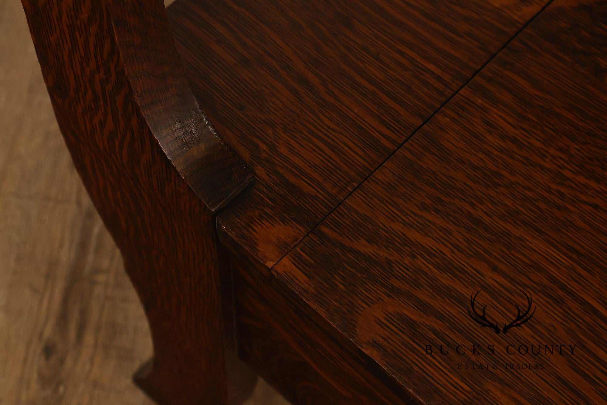 Antique Arts And Crafts Oak Mirrored Hall Seat