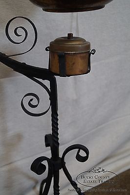 Antique 19th Century Copper Tea Kettle on Wrought Iron Stand