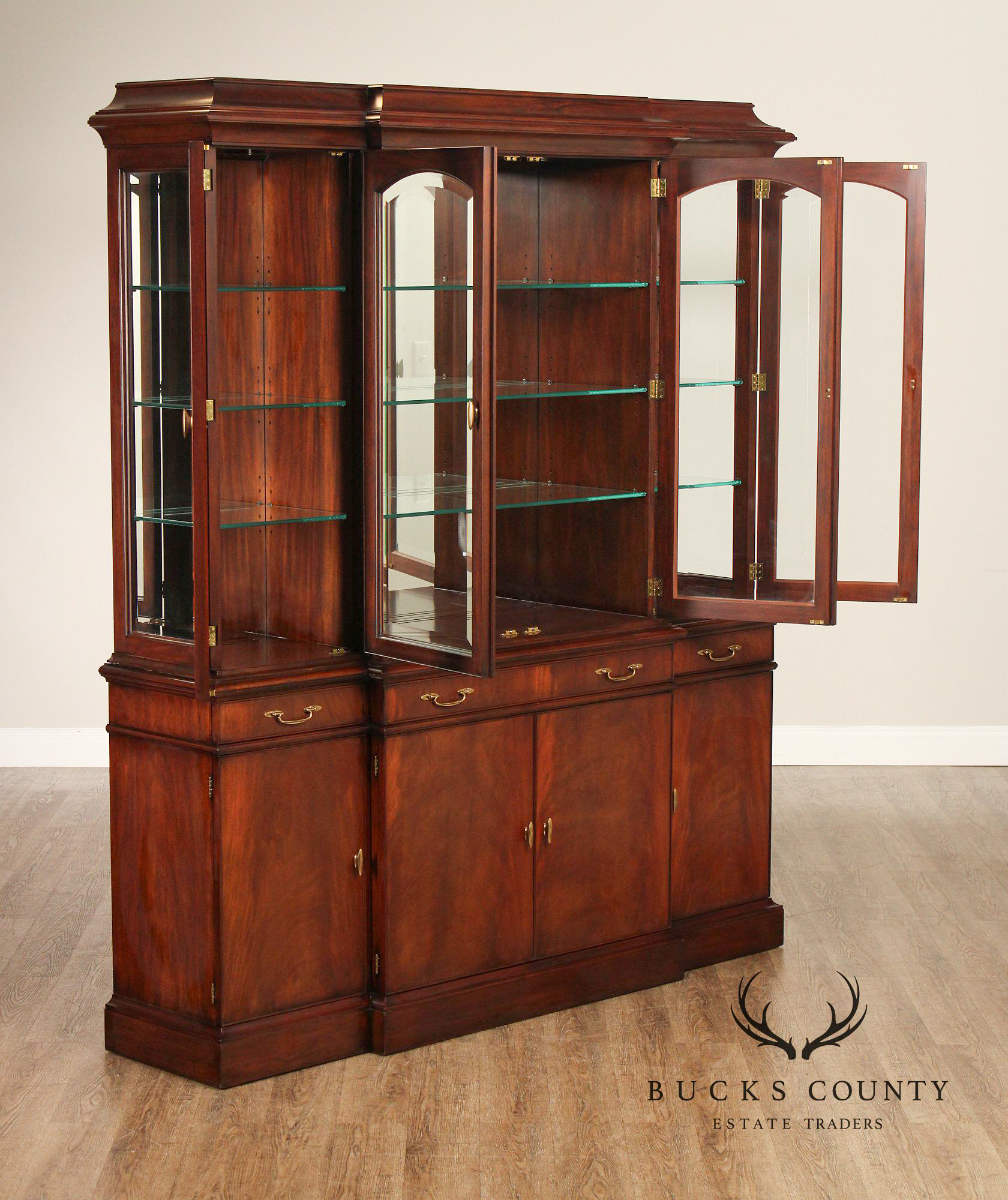 Henkel Harris Regency Style Mahogany Breakfront China Cabinet