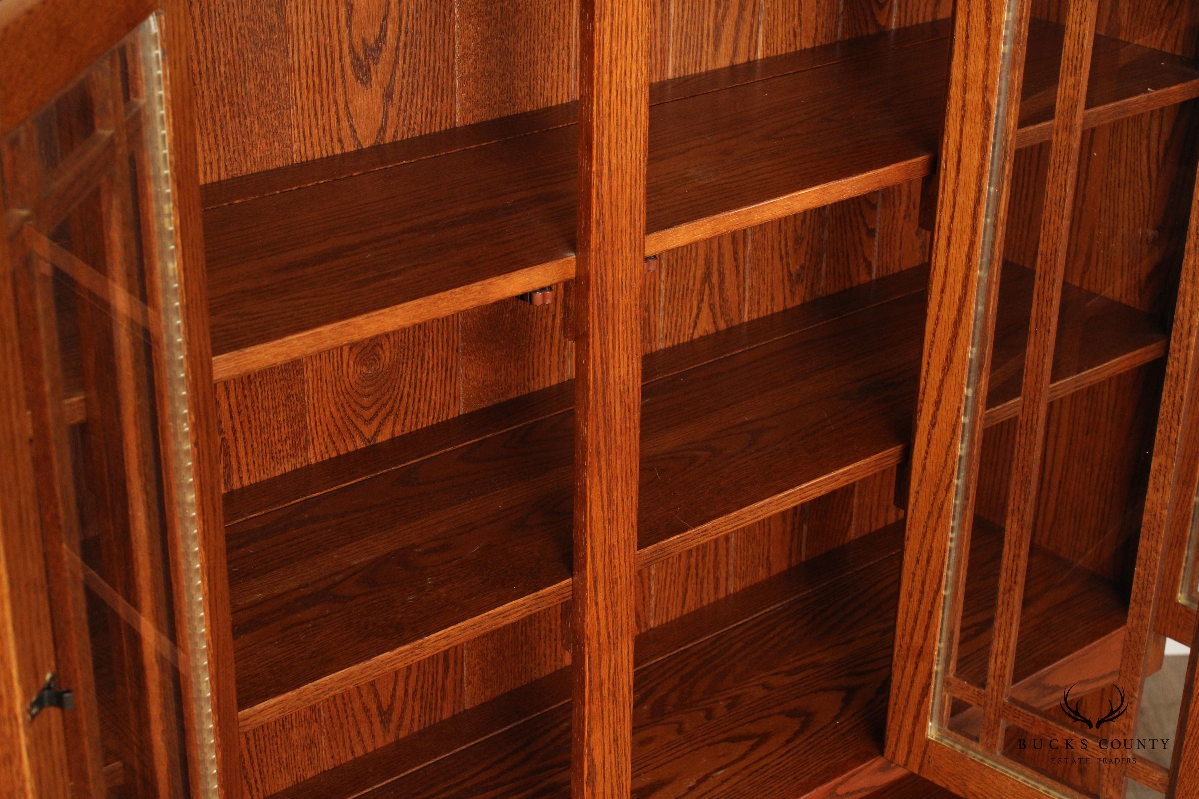 Mission Style Custom Crafted Oak Buffet Hutch