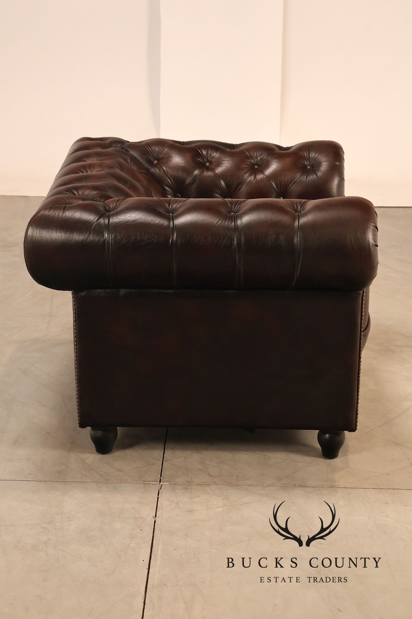 Chesterfield Style Dark Brown Tufted Leather Club Chair
