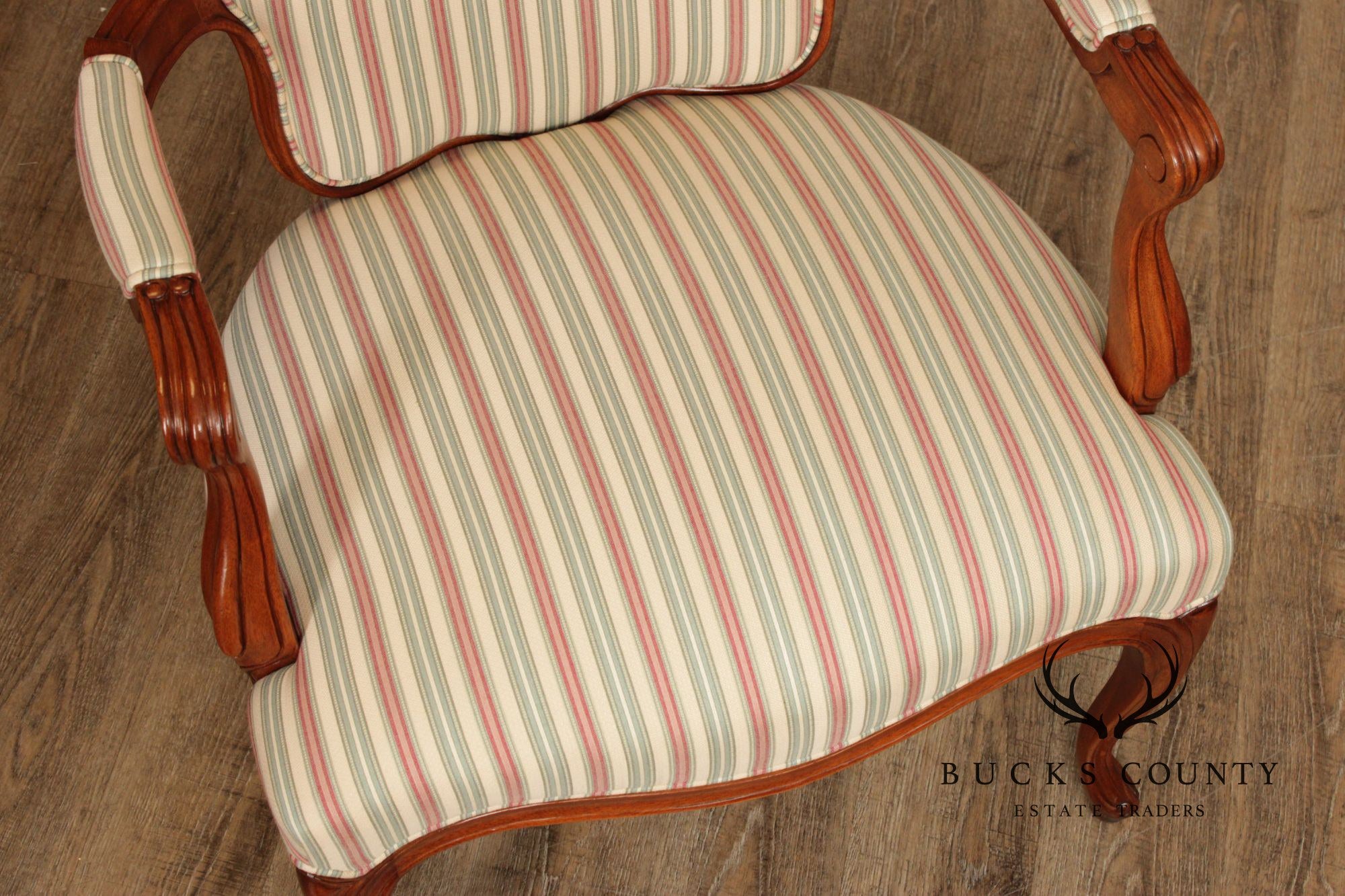 French Louis XV Style Pair of Carved Walnut Armchairs
