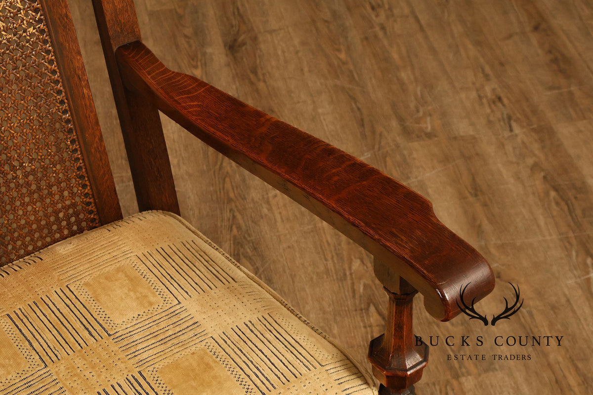 Rittercraft Arts & Crafts Cane Back Oak Armchair