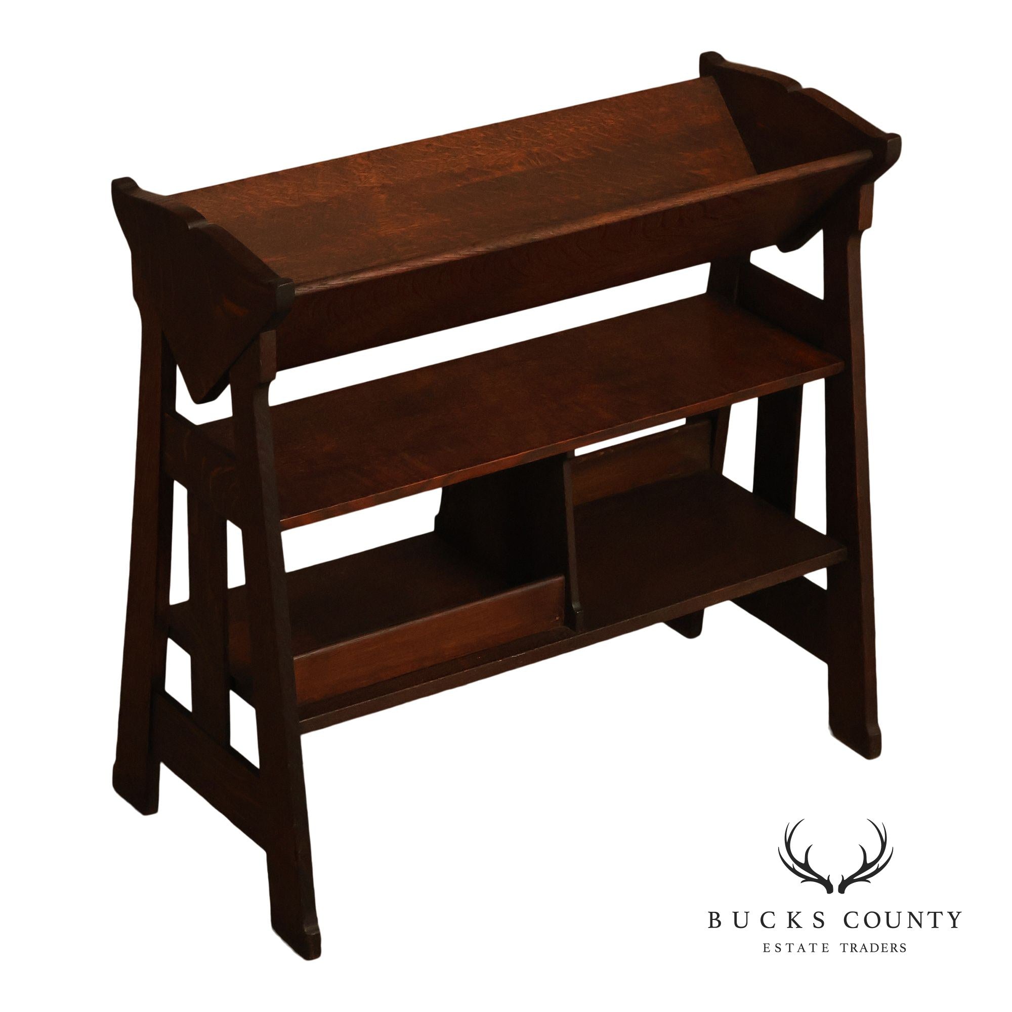 Antique Stickley Brothers No. 4657 Mission Oak Book Rack