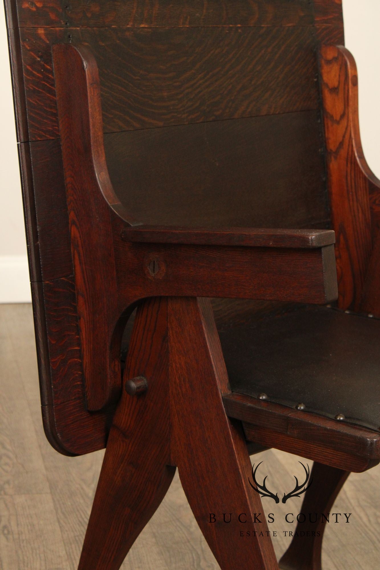 English Arts And Crafts Oak and Leather Metamorphic Armchair  Game Table