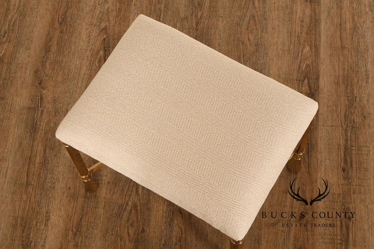 Italian Modern Pair of Sculpted Brass Ottomans