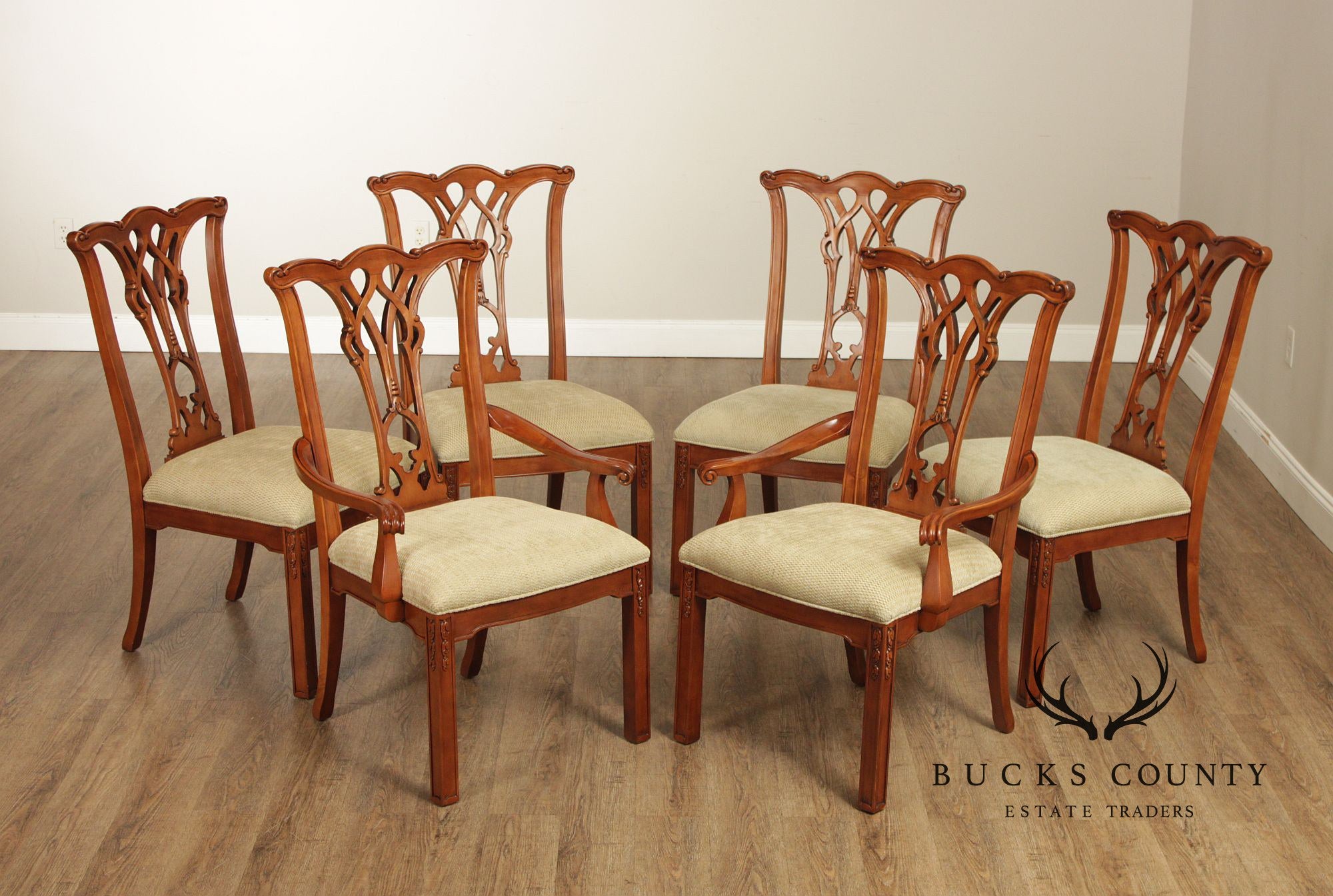 Harden Chippendale Style Set of Six Cherry Dining Chairs