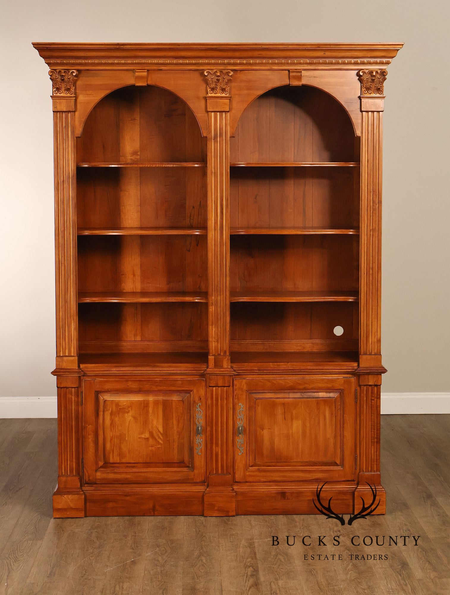 Ethan Allen 'Legacy' Maple Open Carved Library Bookcase