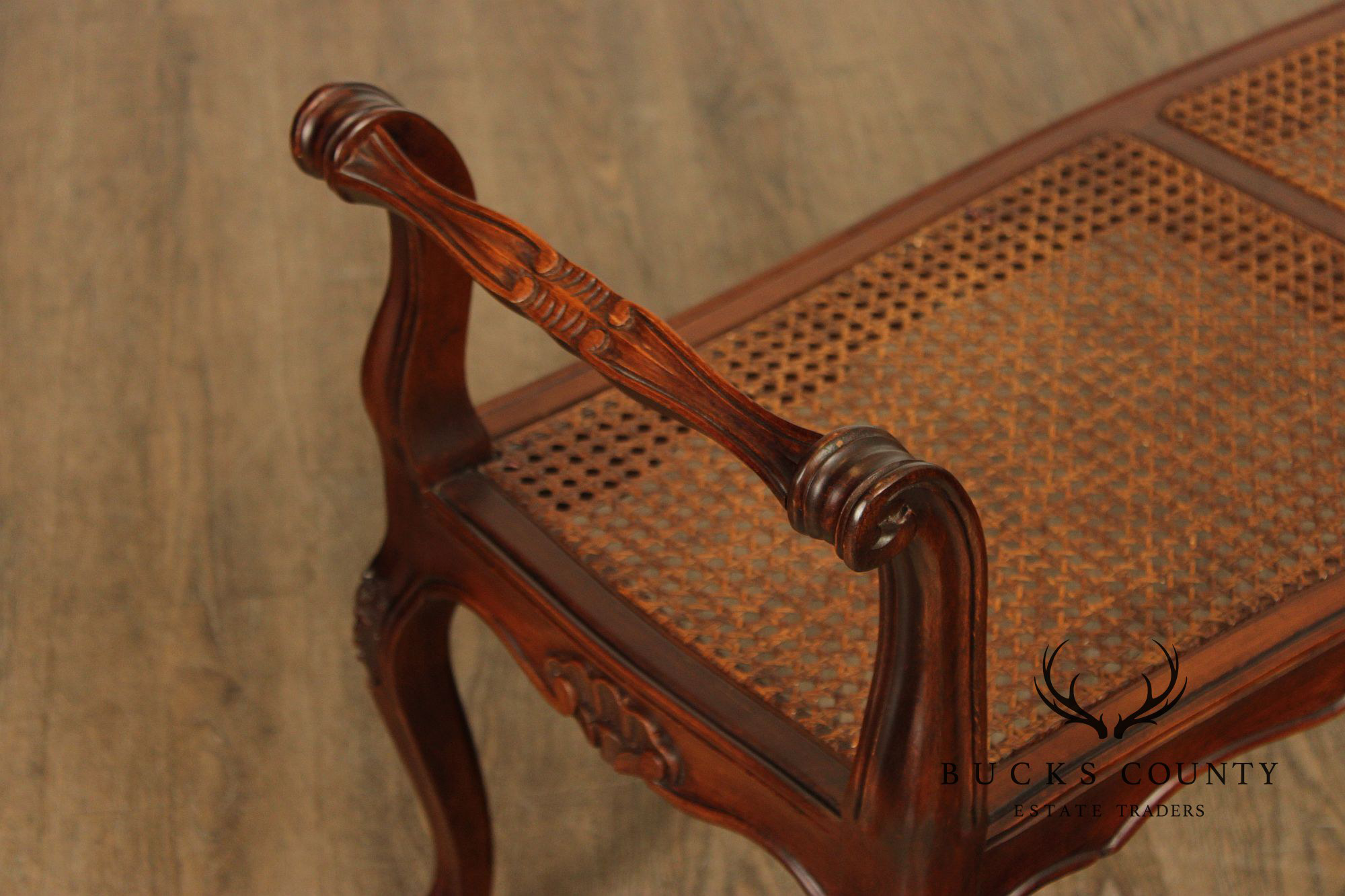 Italian Provincial Style Cane Seat Bench