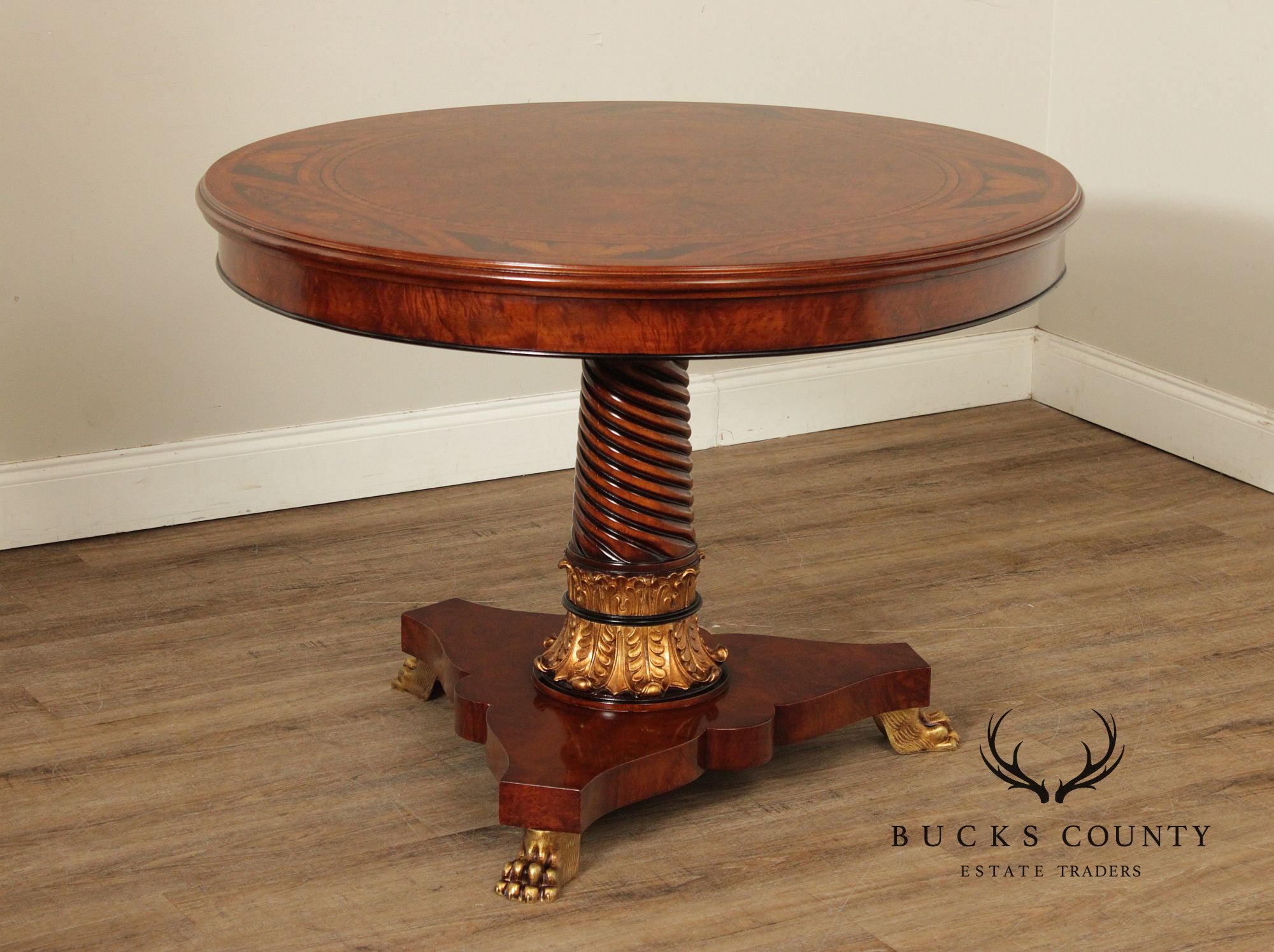 Rho Mobili D’Epoca Italian Empire Style Inlaid Mahogany Center Table