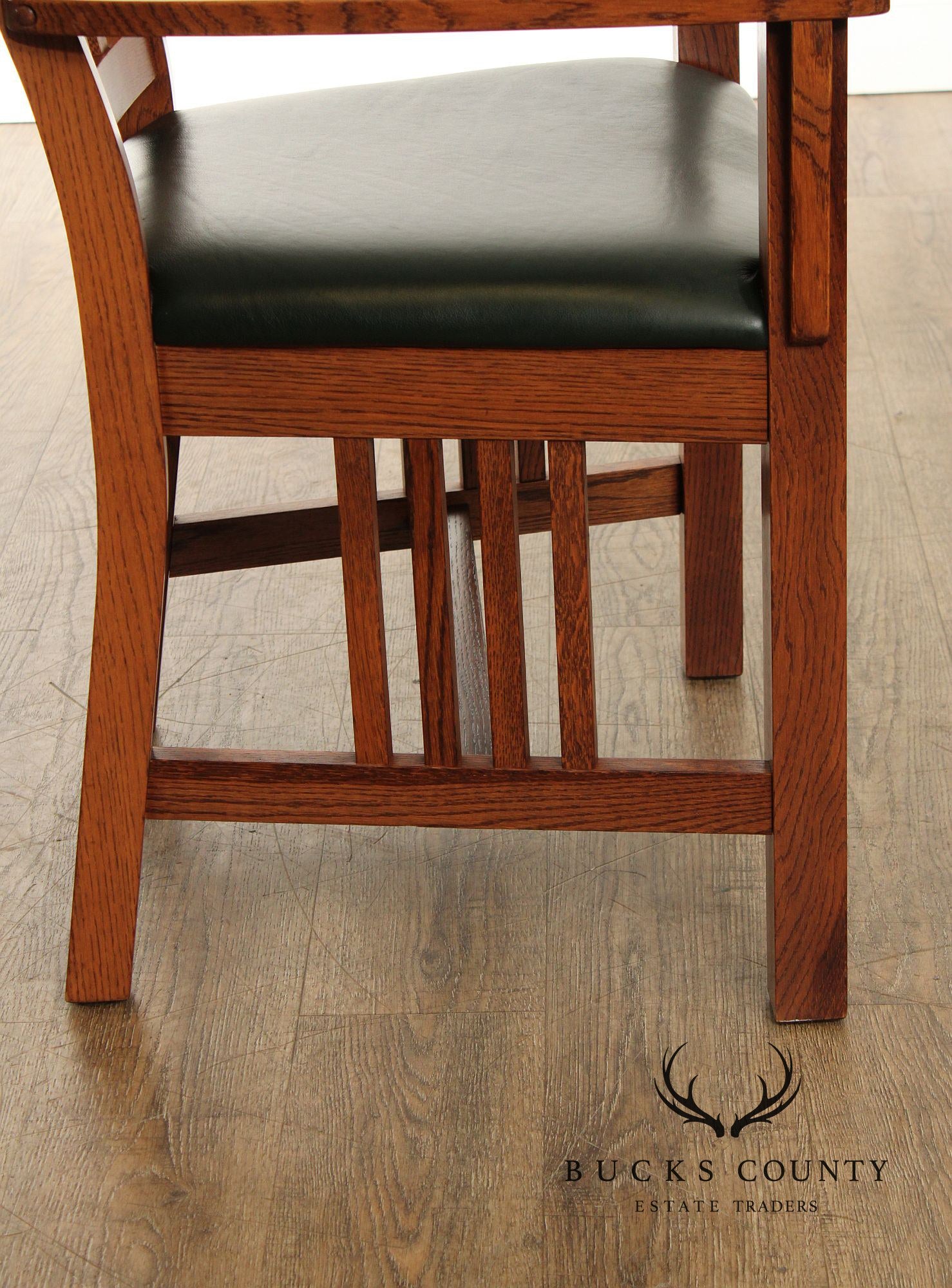 Mission Style Set of Six Oak Spindled Dining Chairs