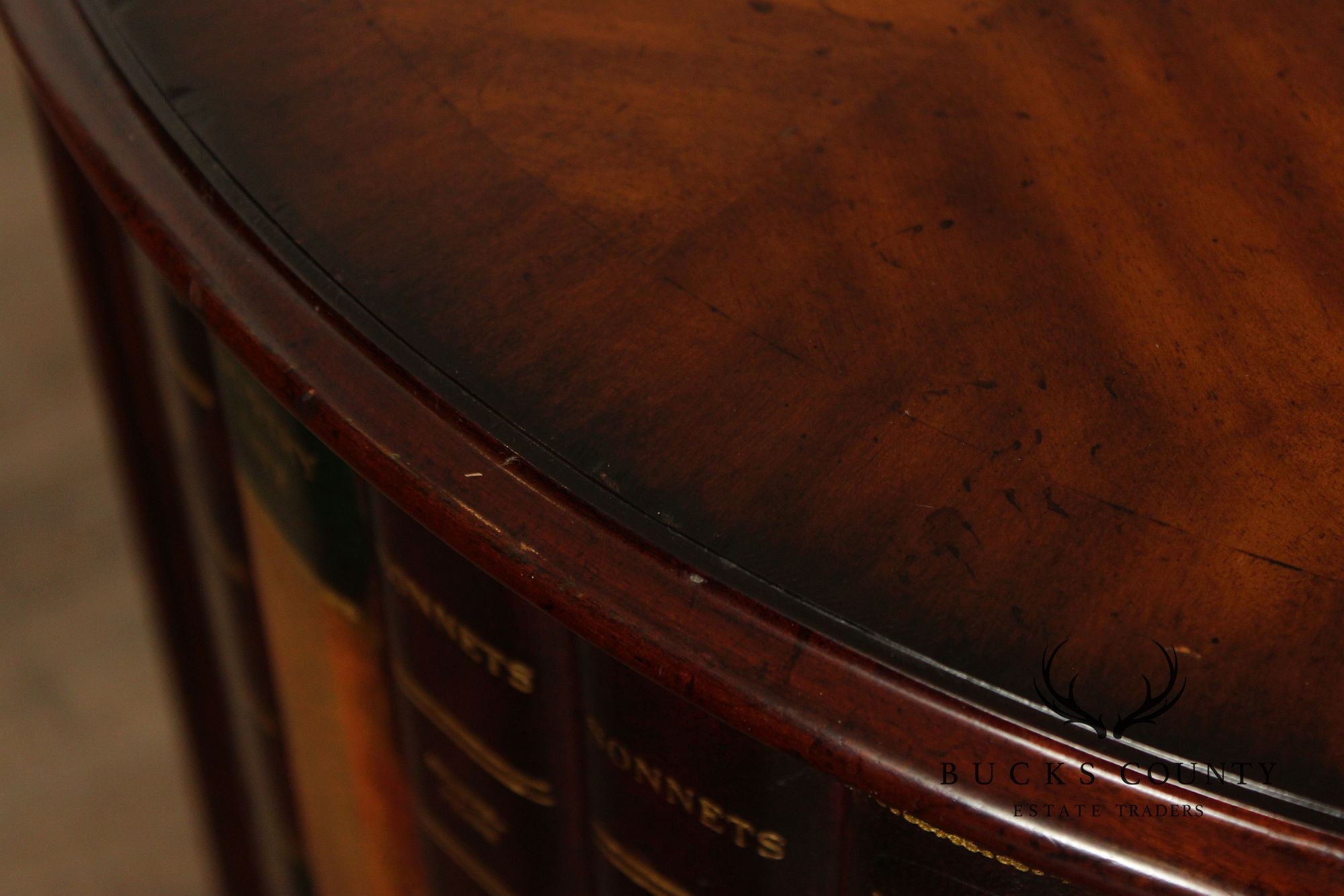 Maitland-Smith Regency Style Mahogany Faux Book Drum Table