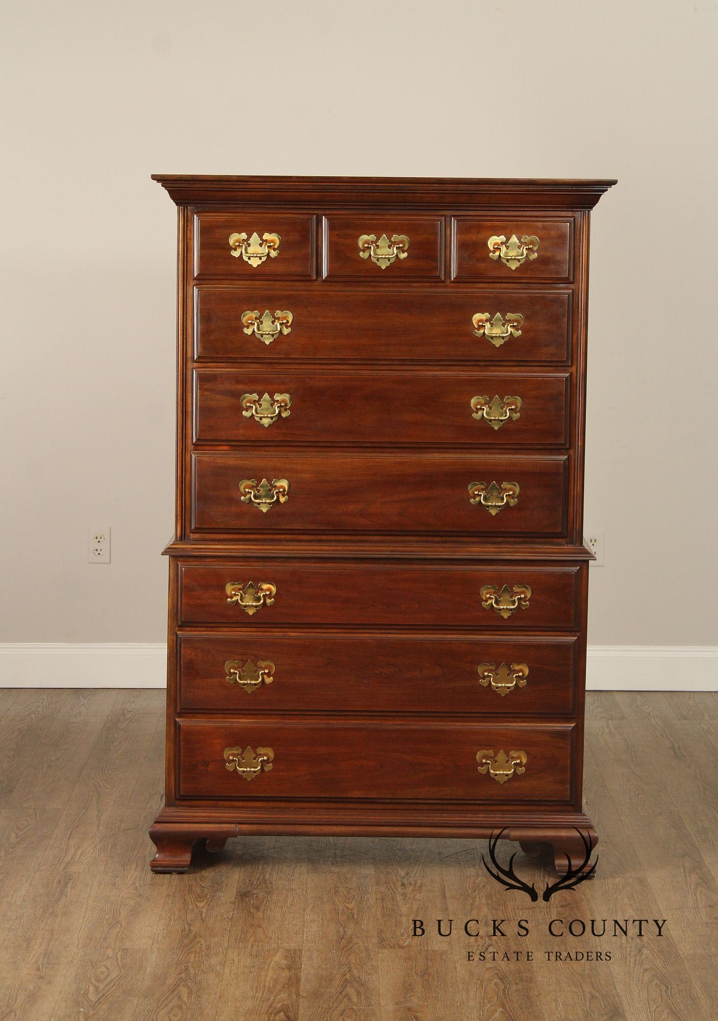 Harden Chippendale Style Vintage Cherry Chest on Chest