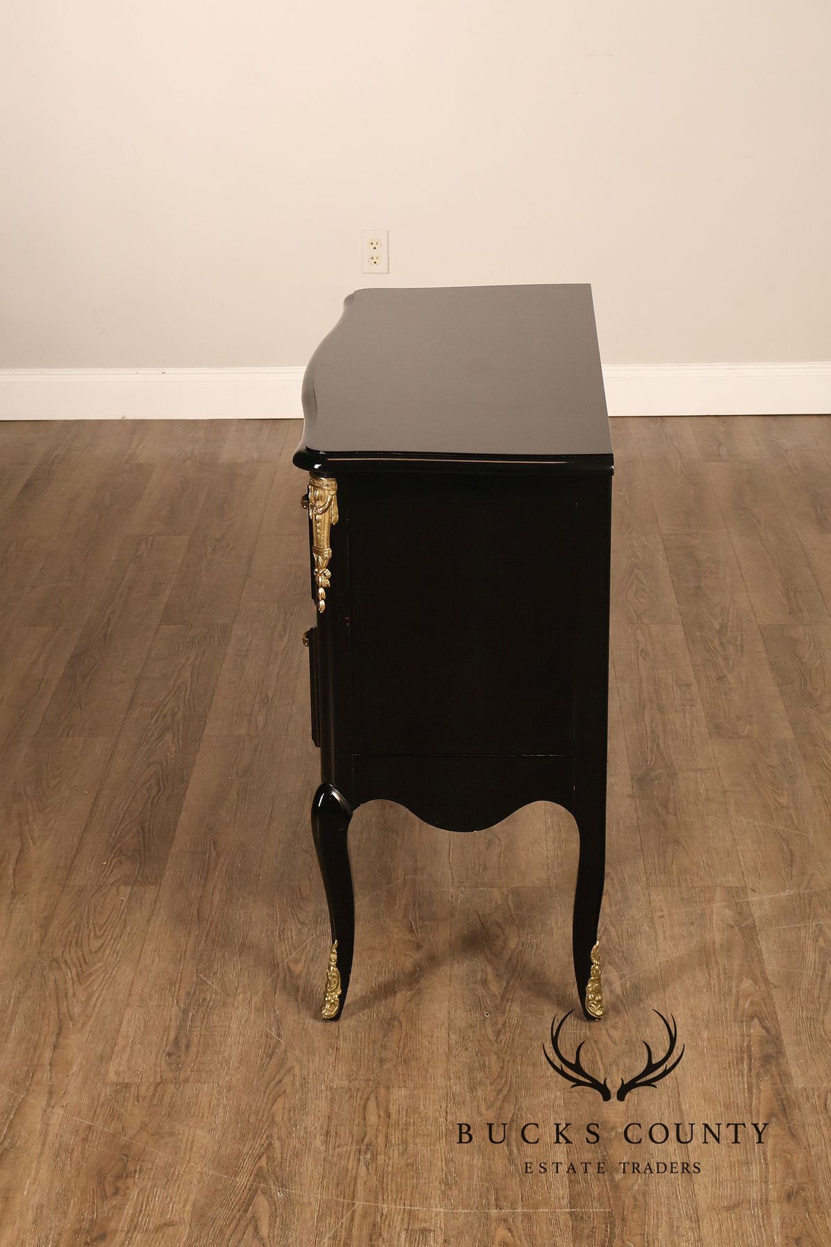 French Louis XV Style Black Lacquer Commode