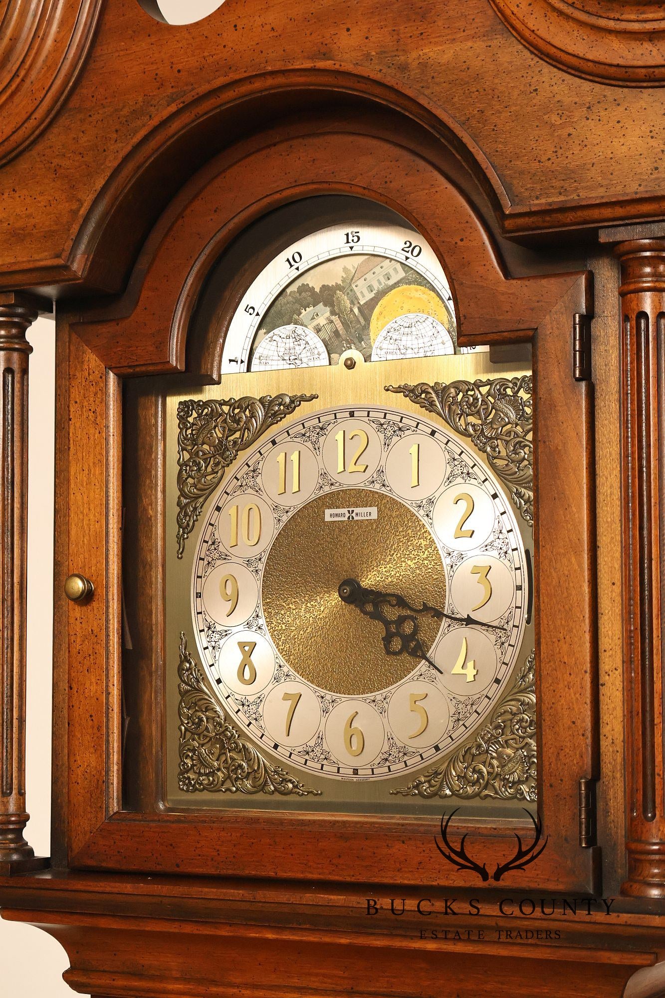 Howard Miller Chippendale Style Cherry Grandfather Grandmother Clock