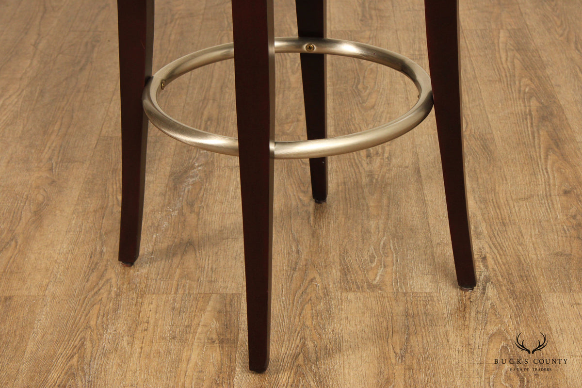 Designmaster Set Of Four 'Danbury' Leather Swivel Bar Stools